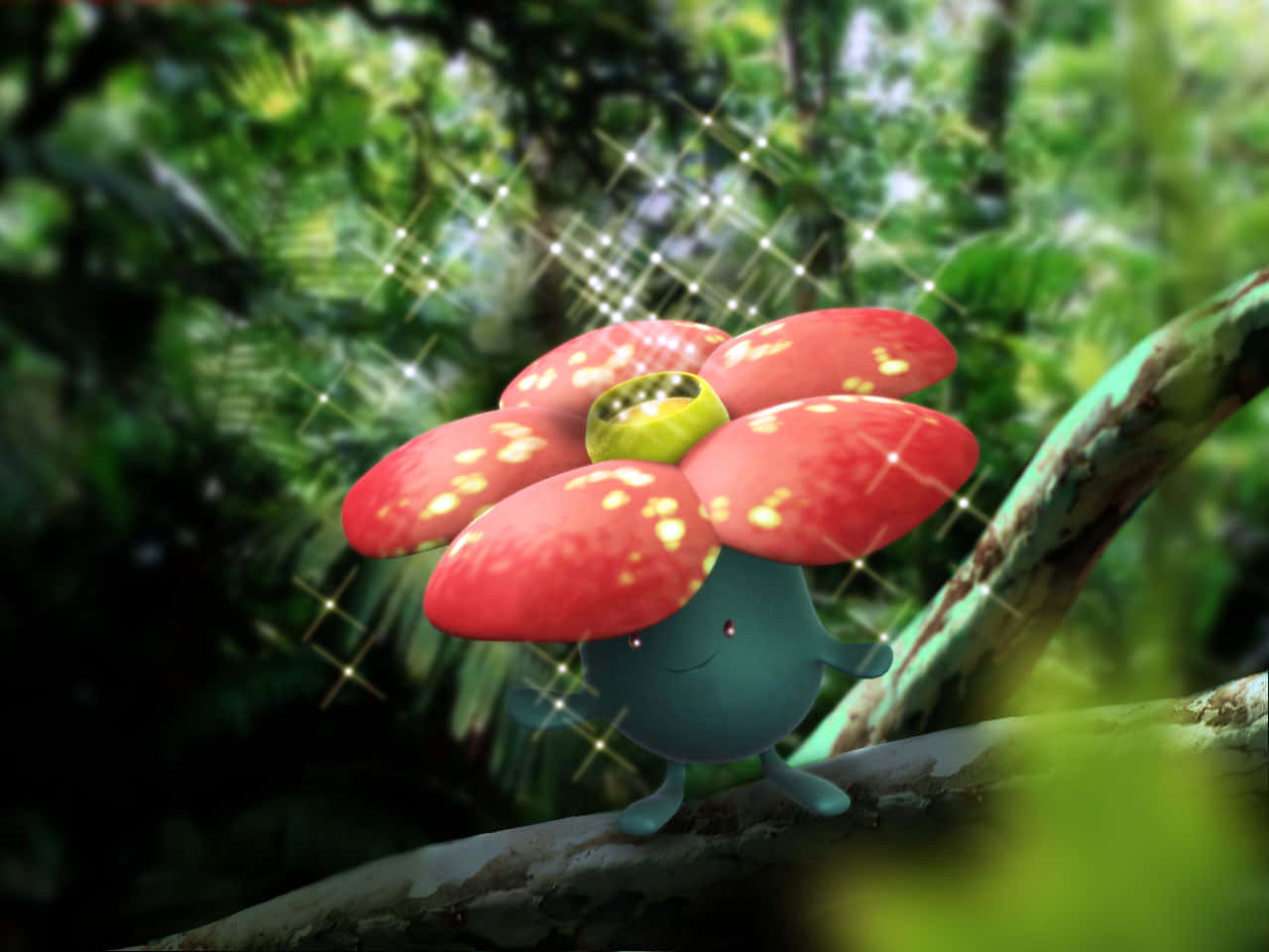 Vileplume, blue, red spotted petals, HD Desktop Wallpaper