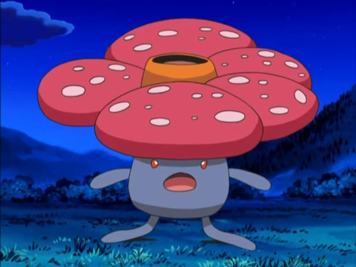 Vileplume, nighttime field, starry sky, SD Desktop Wallpaper