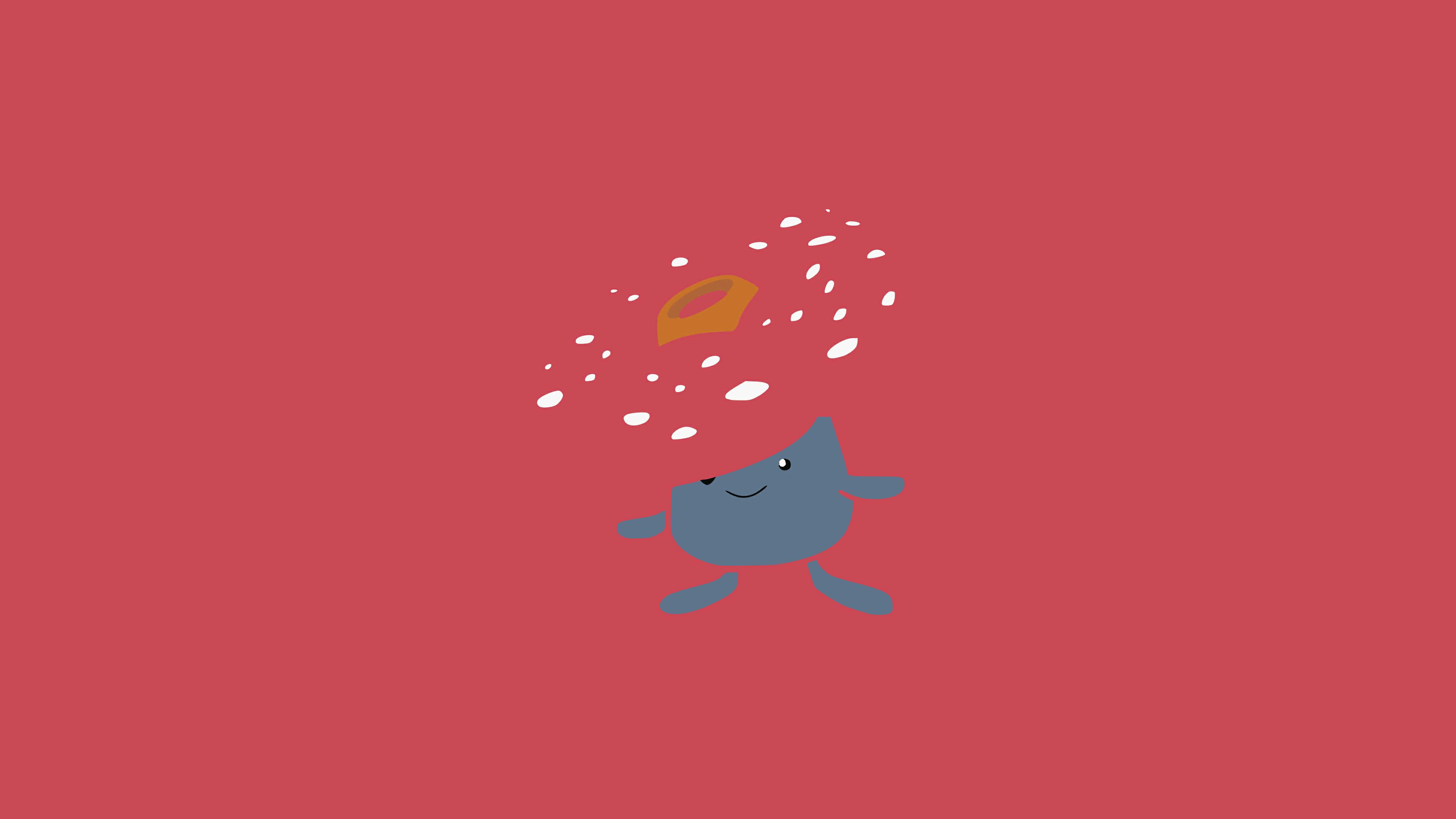 Vileplume, blue cartoon character, yellow donut, 4K Desktop Wallpaper