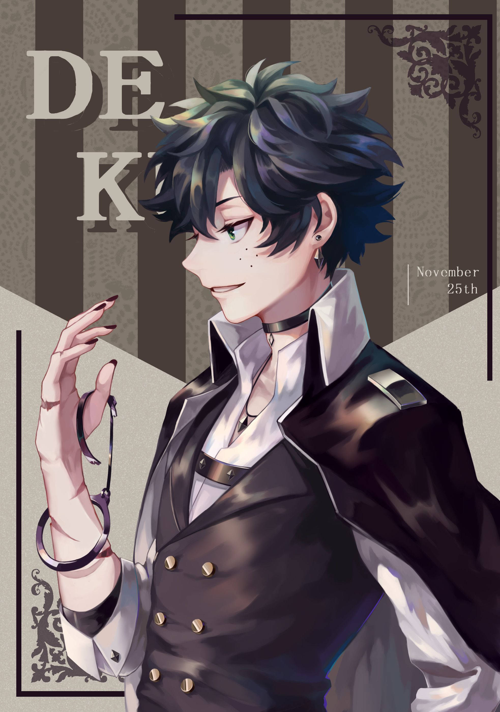 Villain Deku, spiky dark hair, green eyes, 2K Phone Wallpaper