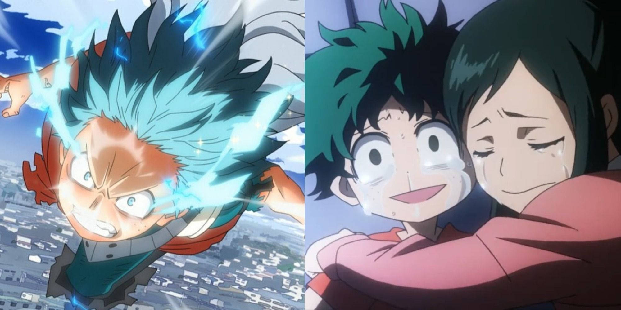 Villain Deku, electric blue hair, city, Full HD Desktop Wallpaper