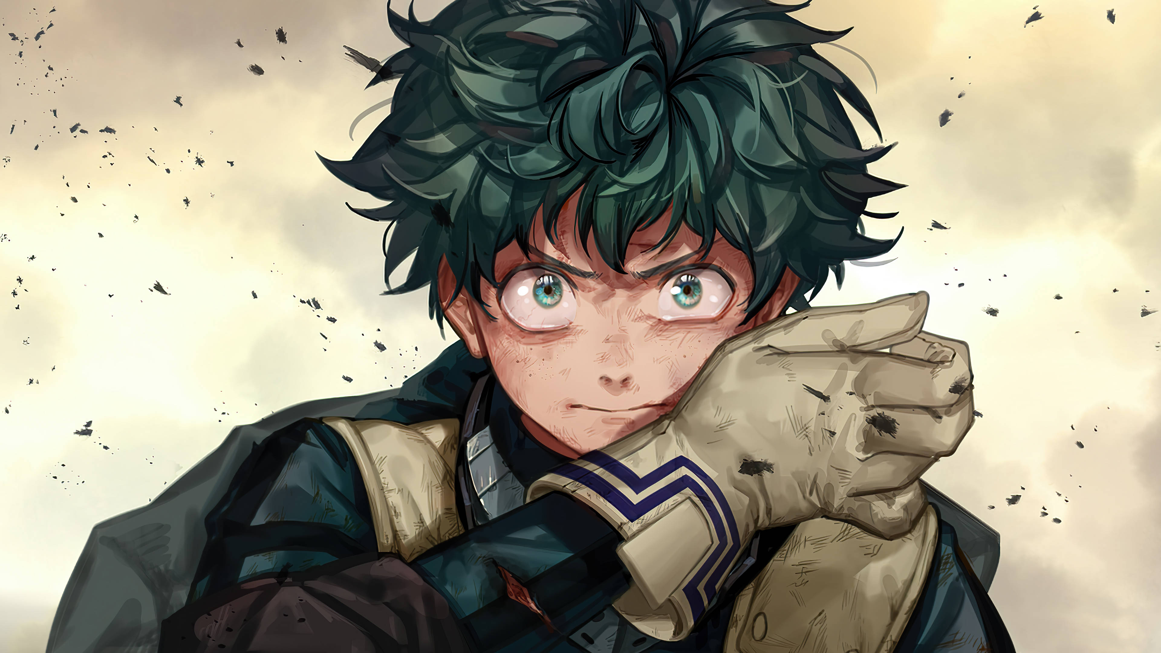 Villain Deku, spiky green hair, blue eyes, 4K Desktop Wallpaper