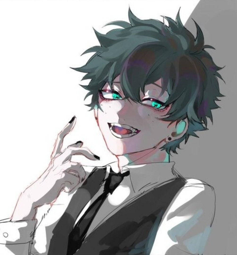 Deku, spiky teal hair, glowing green eyes, SD Phone Wallpaper