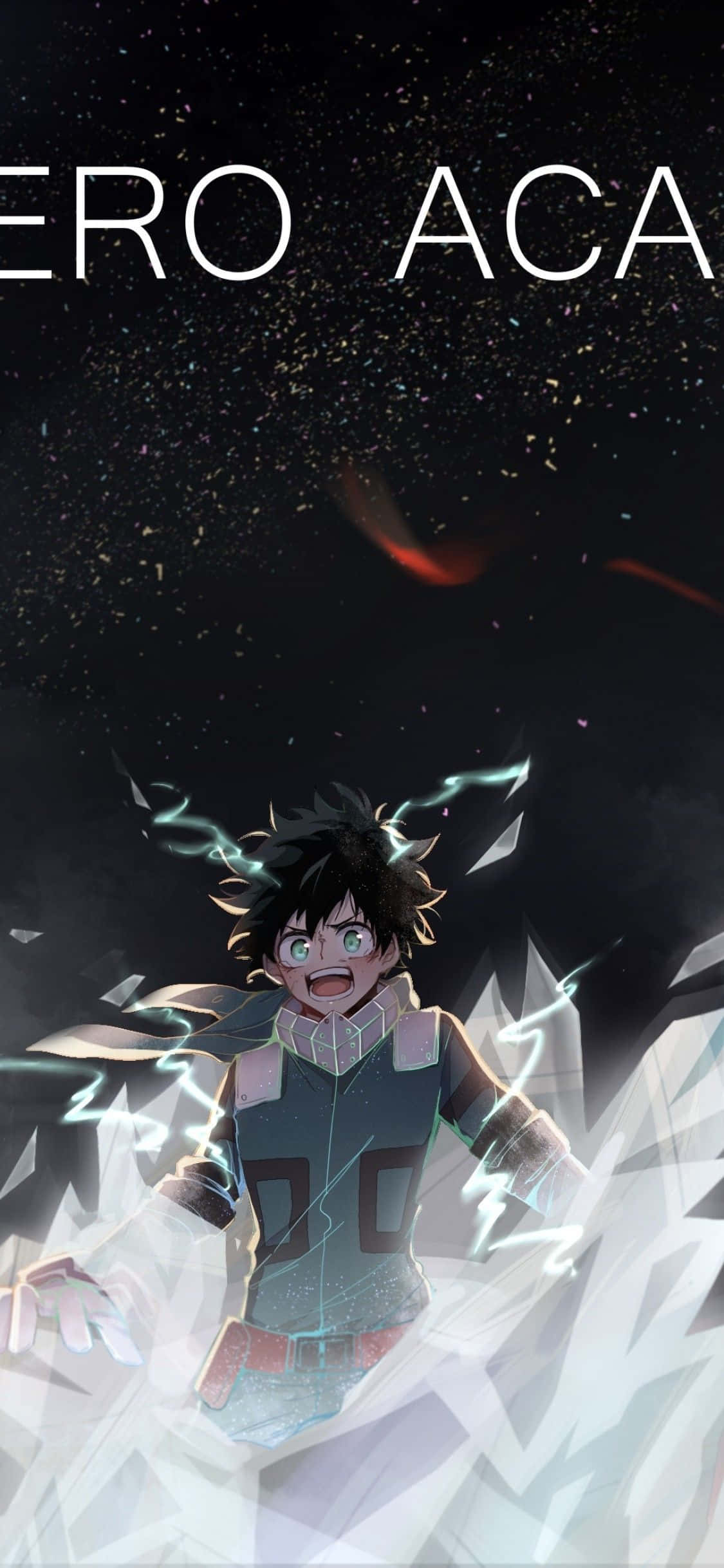 Deku, spiky hair, glowing lightning effects, Full HD Phone Wallpaper