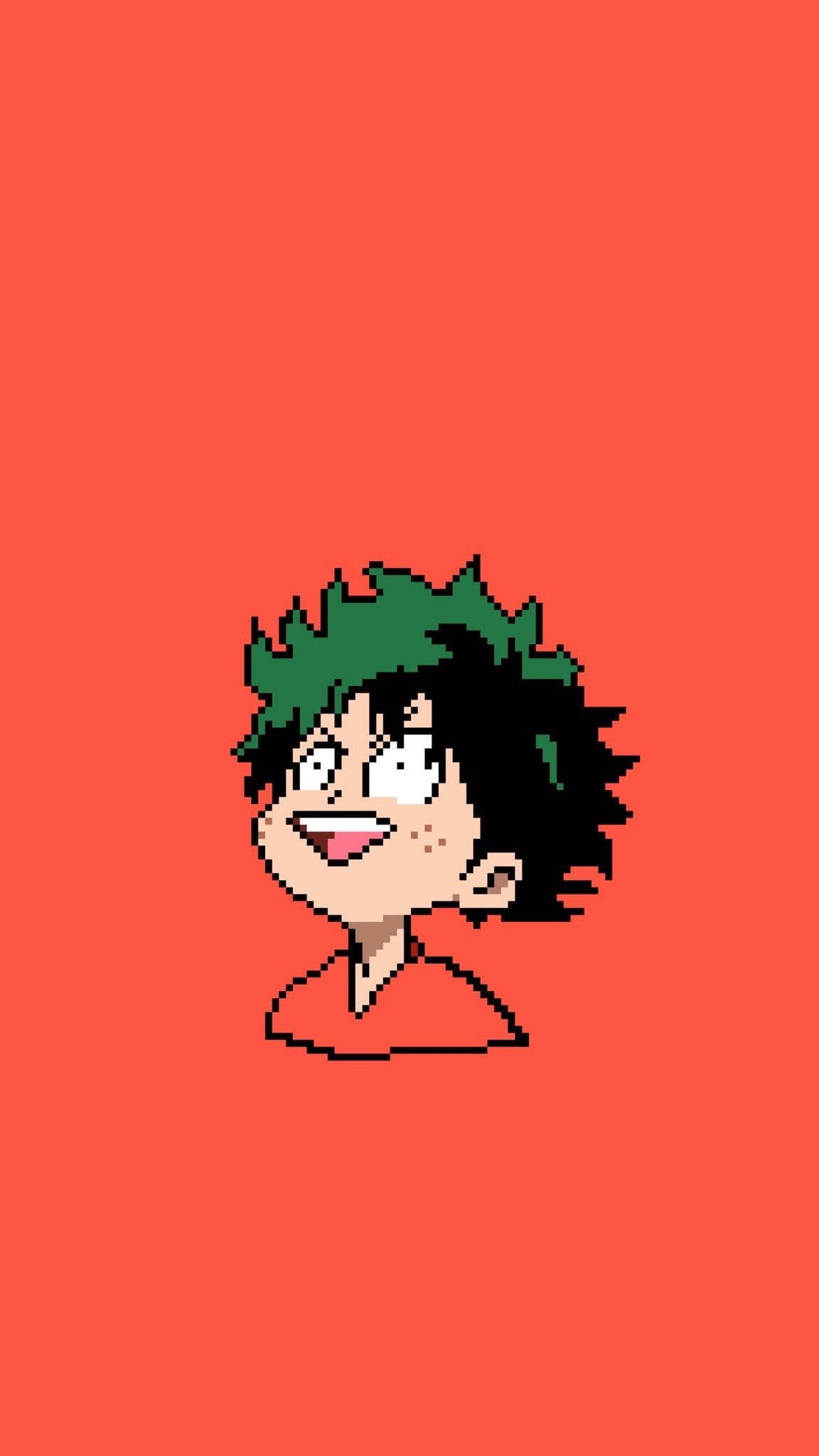 Deku, pixel art, green hair, Full HD Phone Wallpaper