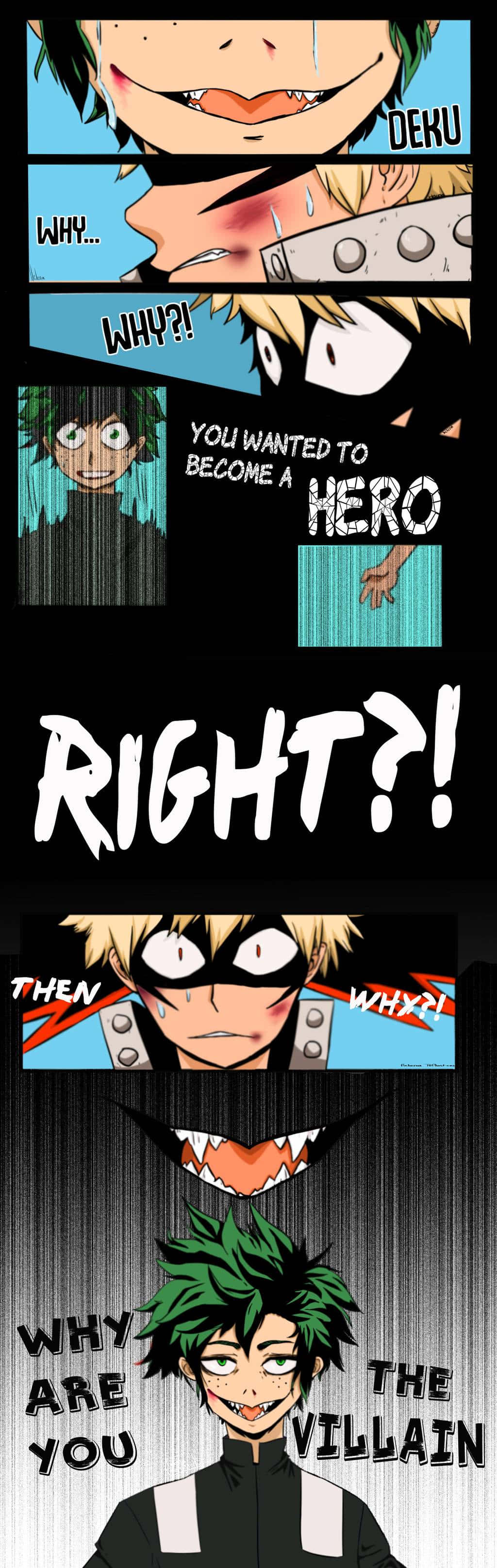 Deku, manga panel, villain, 2K Phone Wallpaper