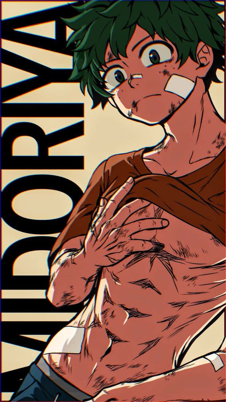Deku, muscular, green-haired anime boy, HD Phone Wallpaper