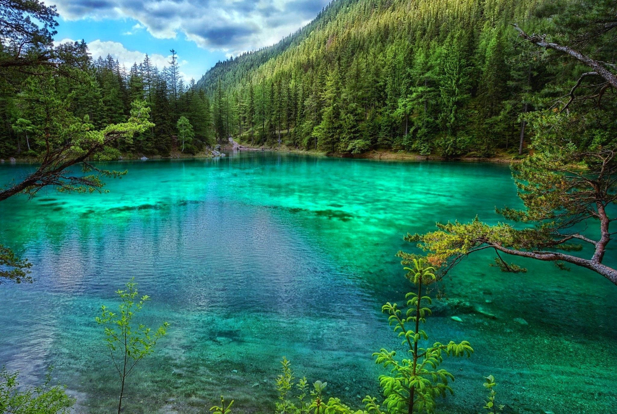 Vilnius, green lakes, turquoise lake, Full HD Desktop Wallpaper