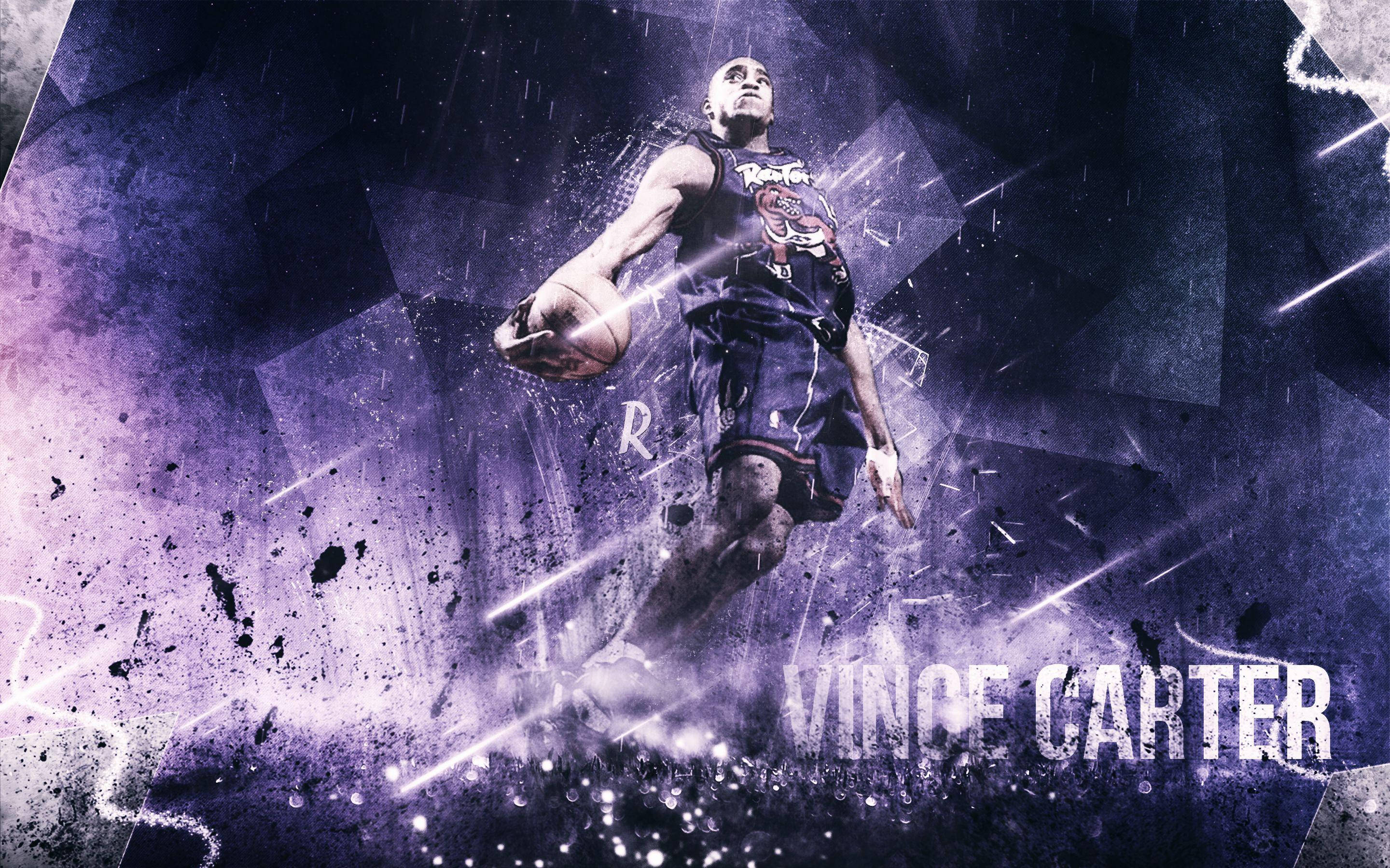 Vince Carter, purple and black, glowing streaks, 2K Desktop Wallpaper