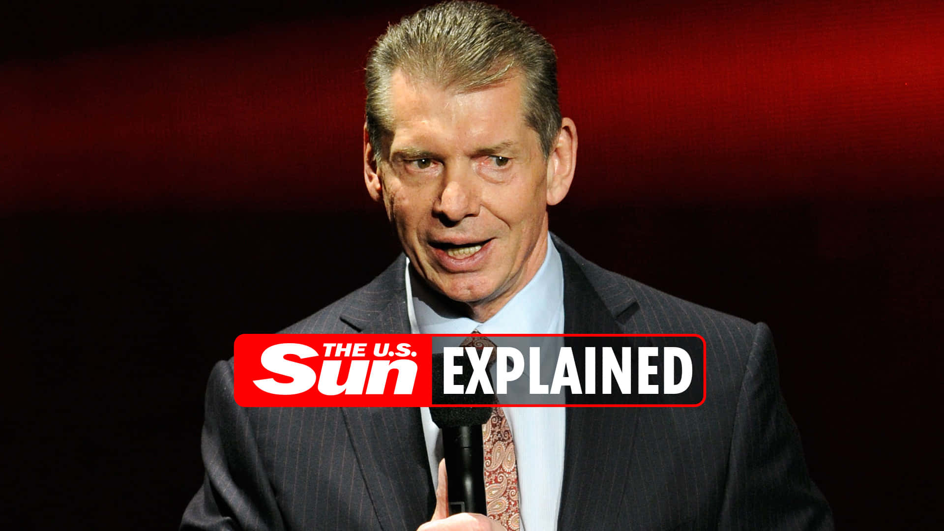 Vince McMahon, THE U.S. Sun EXPLAINED, red gradient background, Full HD Desktop Wallpaper
