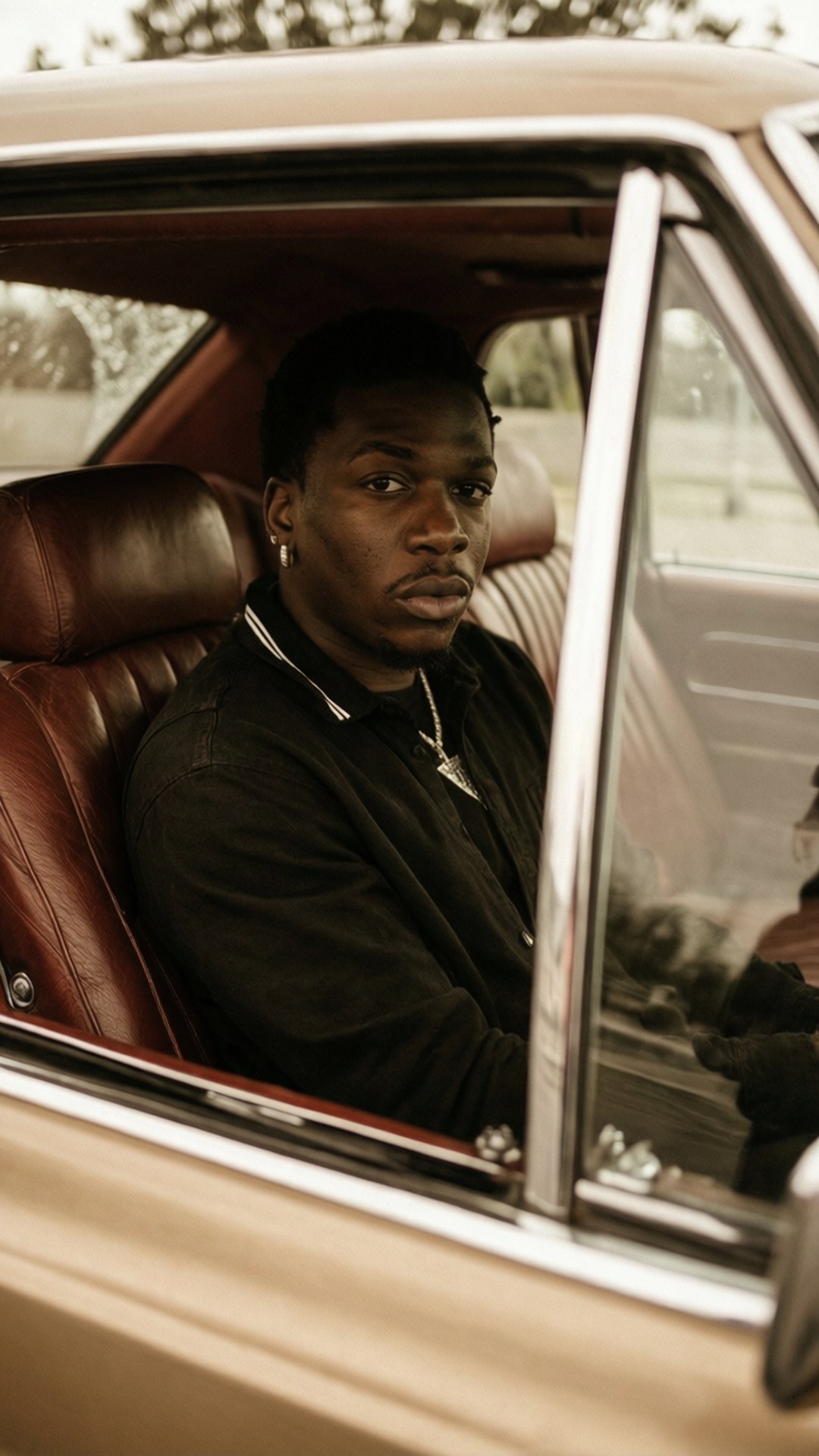 Vince Staples, sepia-toned, vintage car, Full HD Phone Wallpaper