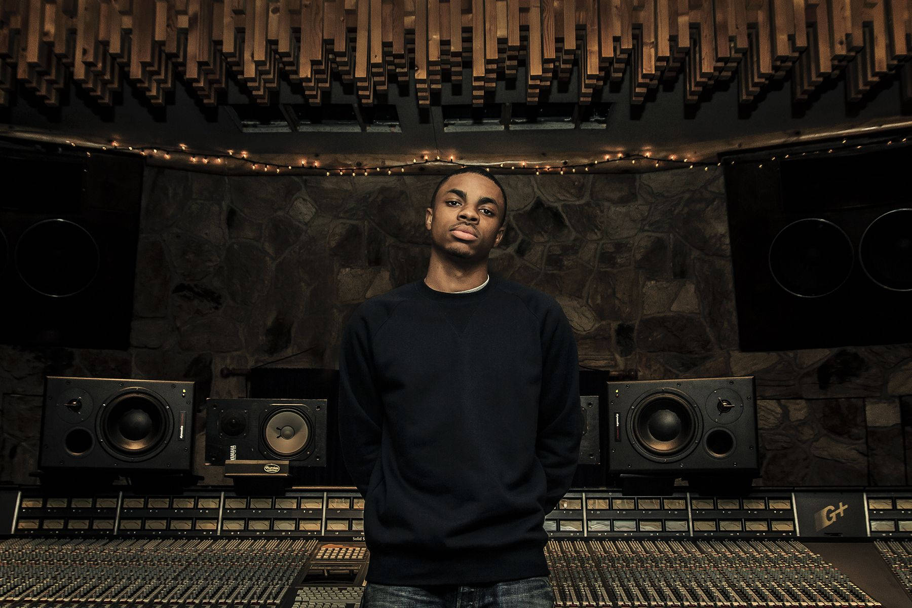 Vince Staples, recording studio, stone walls, HD Desktop Wallpaper