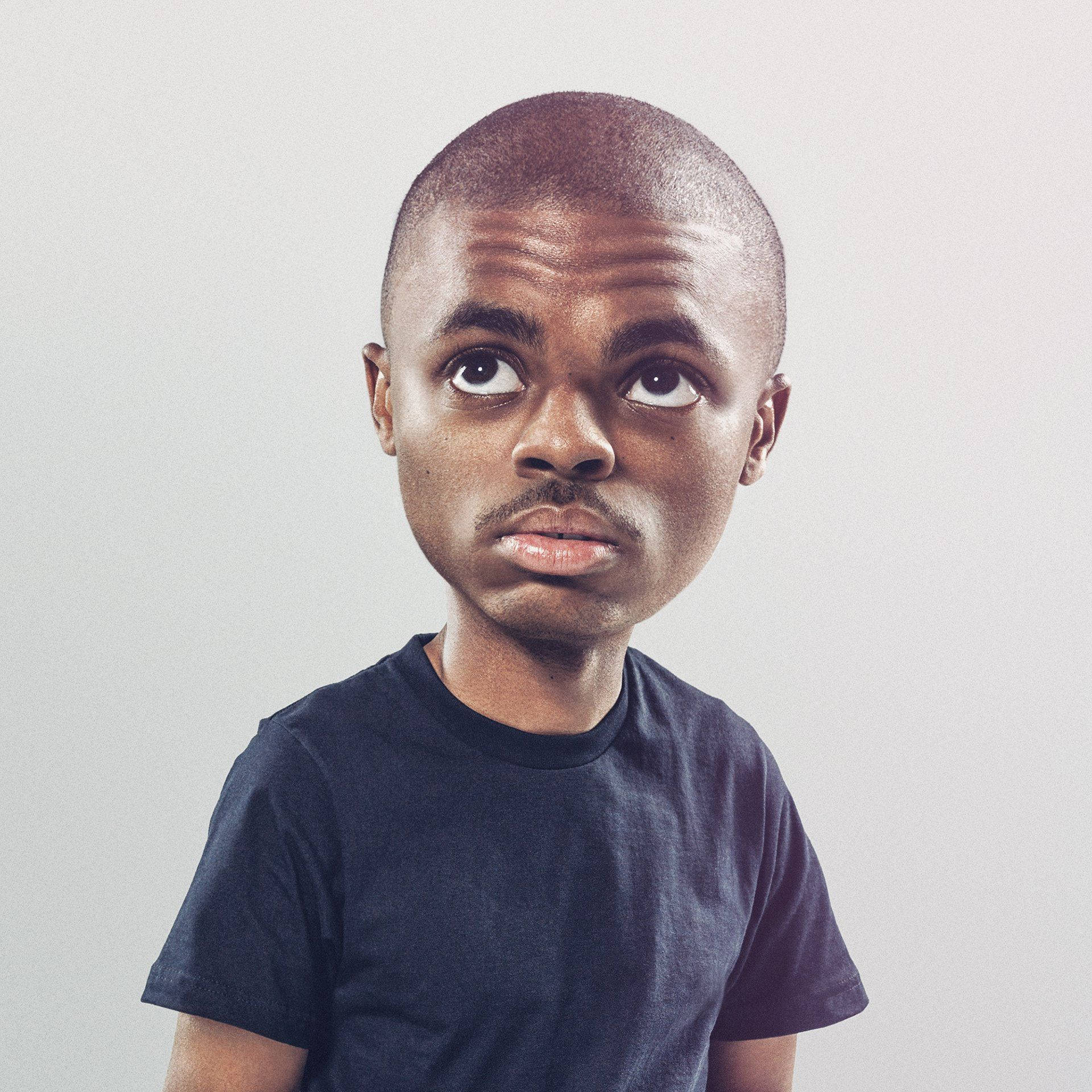 Vince Staples, shaved head, dark t-shirt, Full HD Desktop Wallpaper