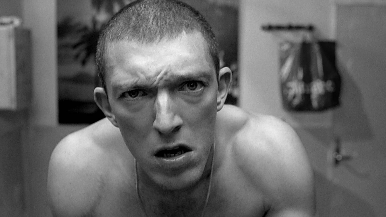 Vincent Cassel, shaved head, dimly lit bathroom, HD Desktop Wallpaper