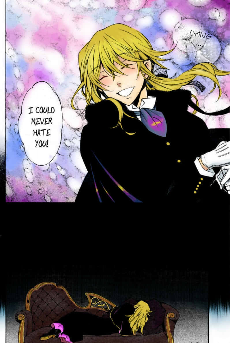 Vincent Nightray, black suit, swirling purple and pink background, SD Phone Wallpaper