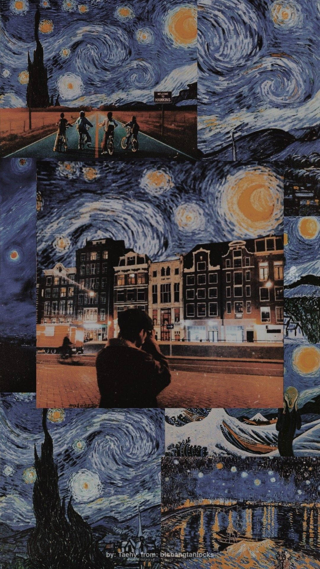Vincent Van Gogh, Starry Night, urban night imagery, HD Phone Wallpaper