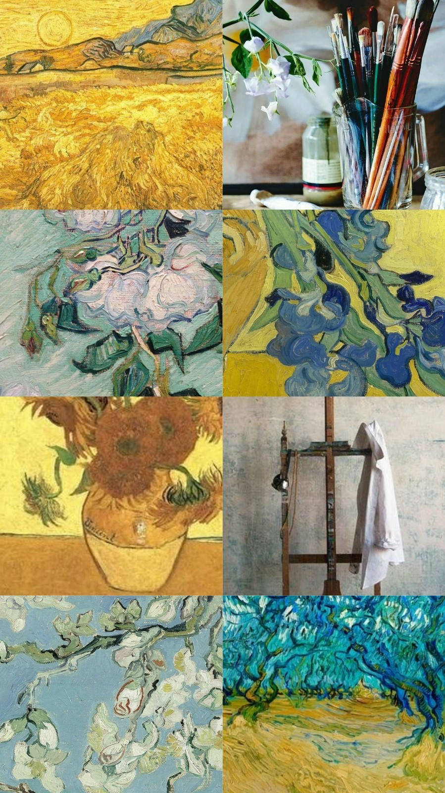 Vincent van Gogh, sunflowers, irises, HD Phone Wallpaper