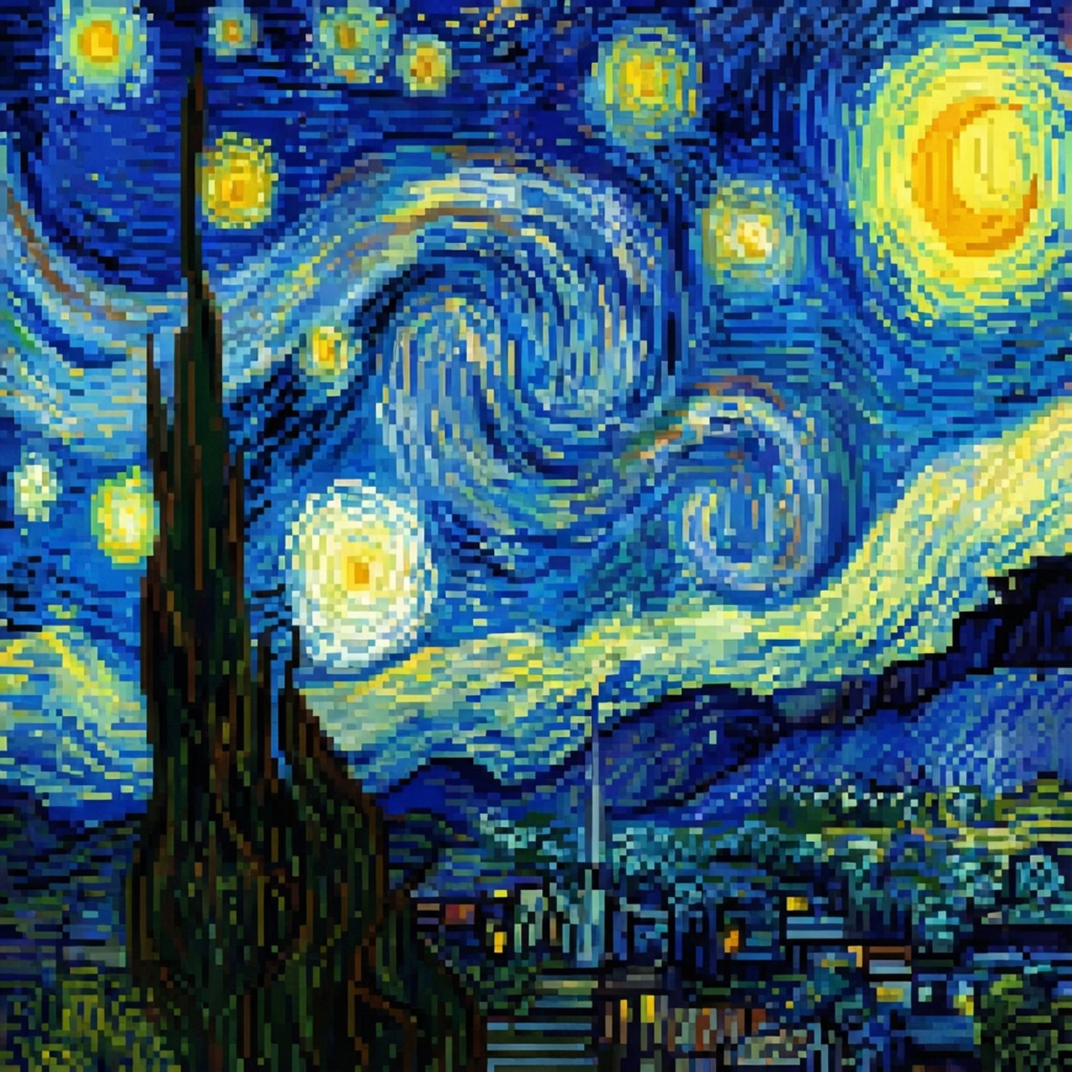 Starry Night, swirling blues, yellows, HD Desktop Wallpaper
