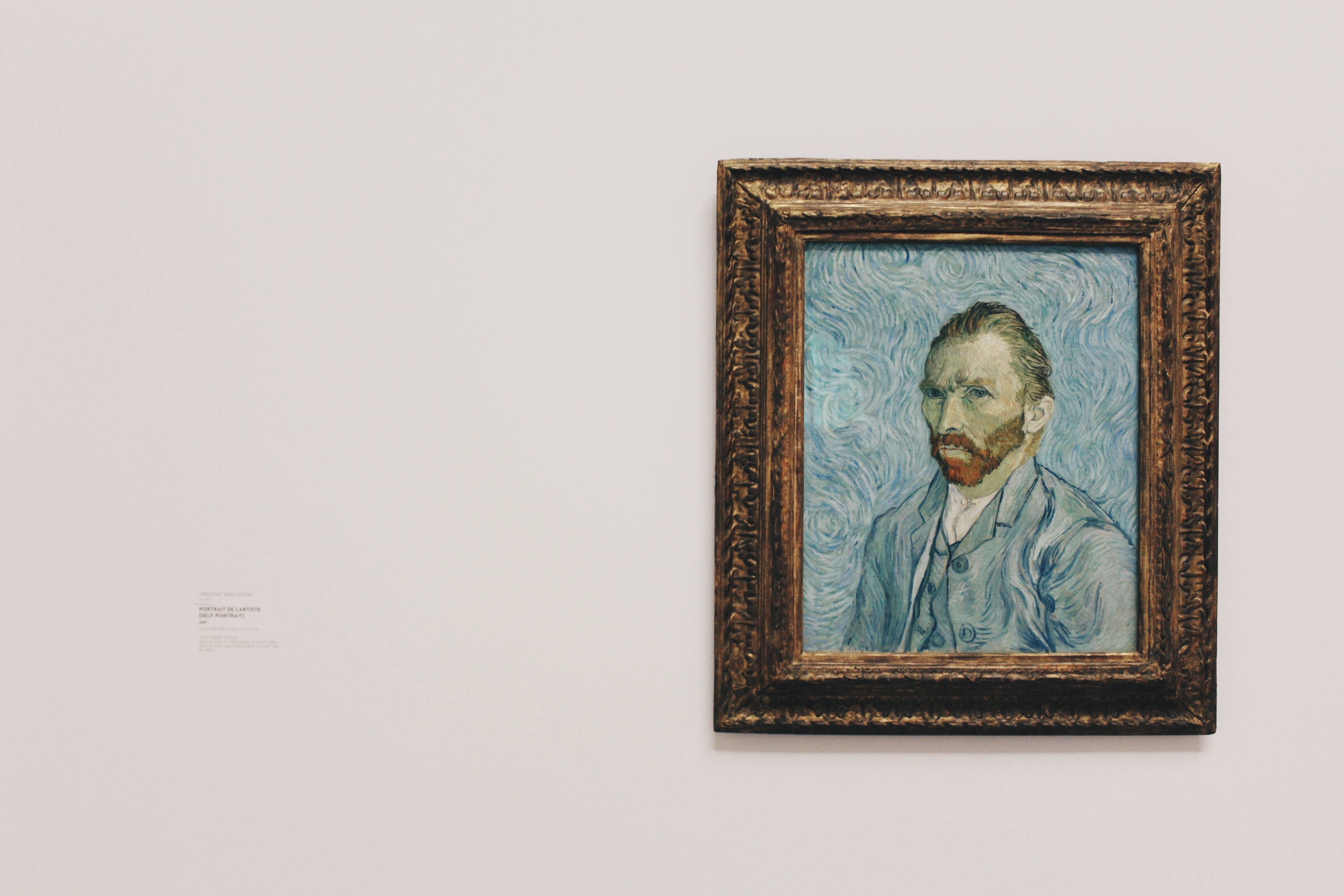 Van Gogh, self-portrait, swirling blue background, 2K Desktop Wallpaper