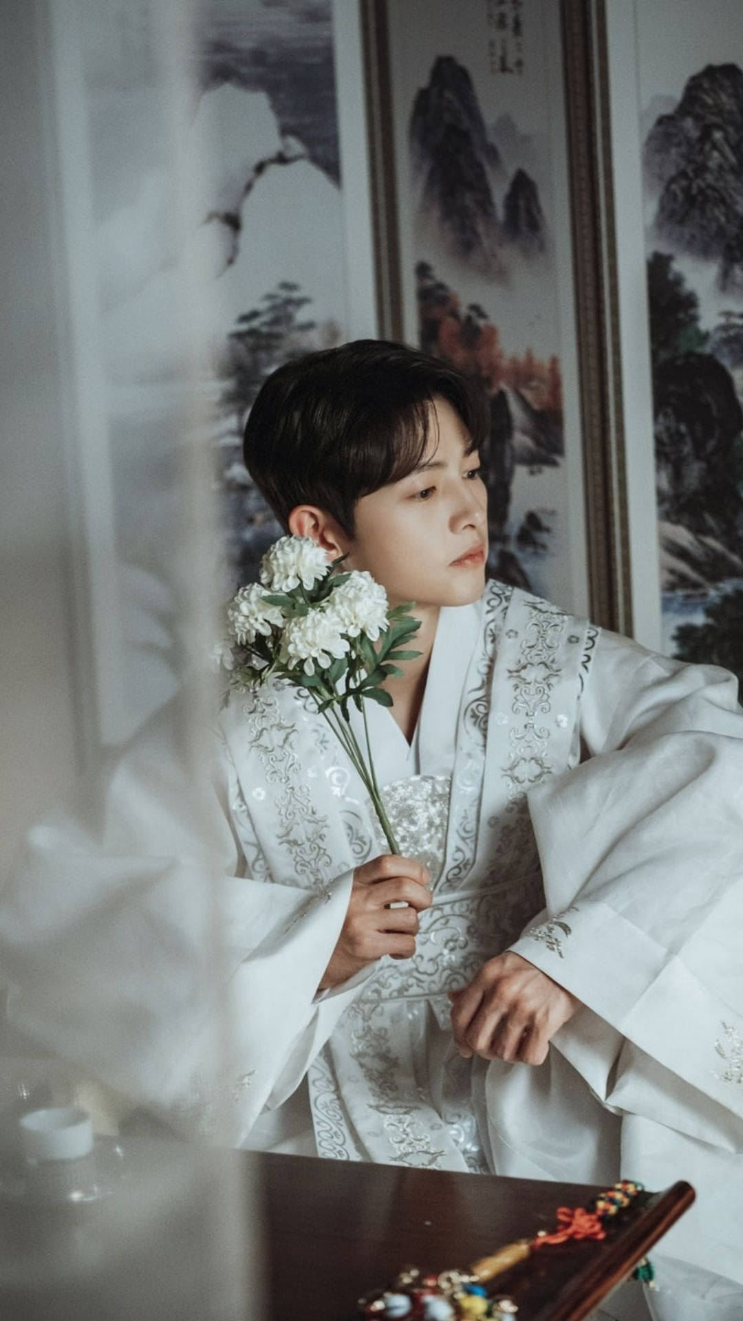 Vincenzo, hanbok, white traditional robes, Full HD Phone Wallpaper