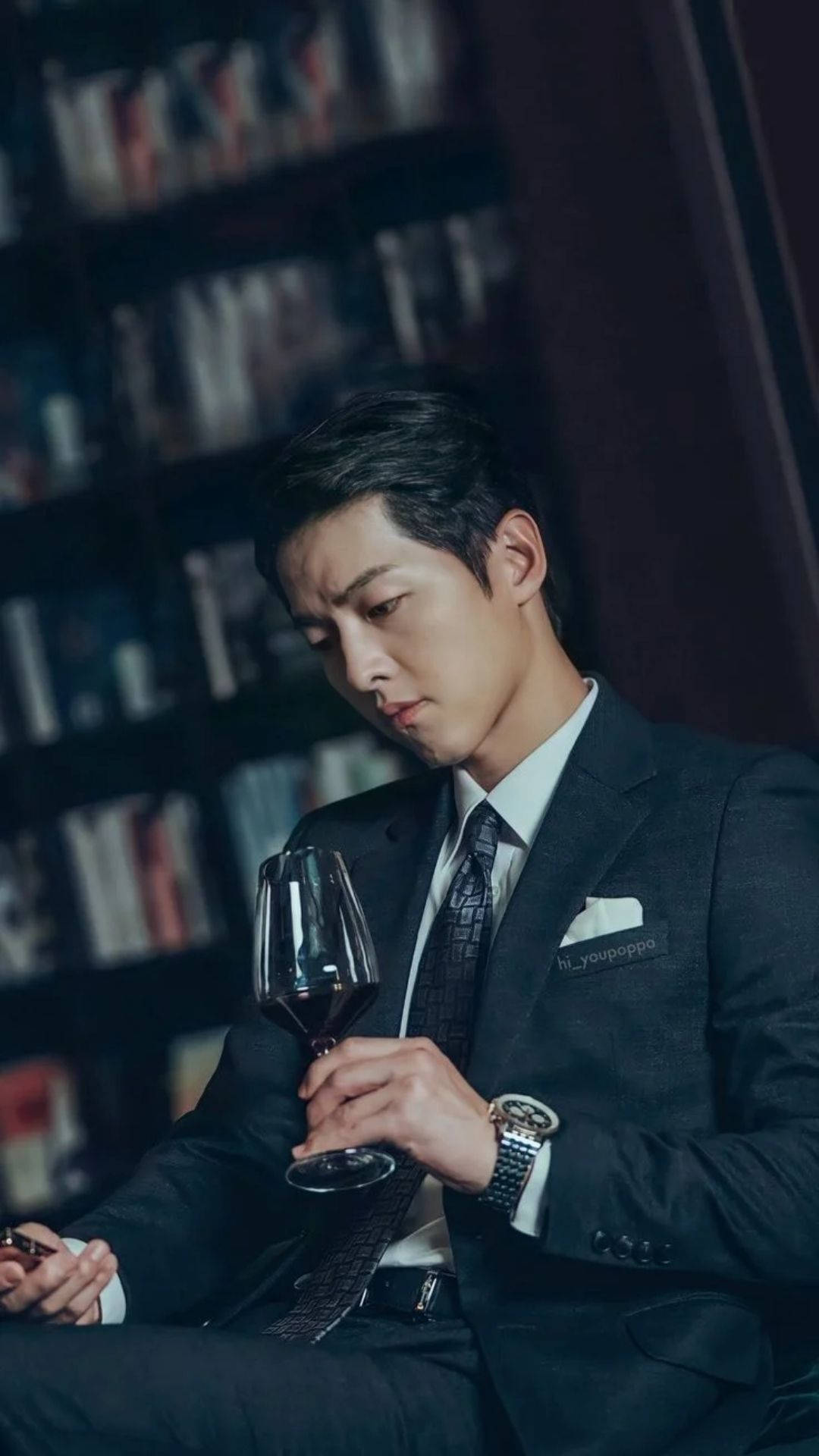 Vincenzo, dark suit, red wine, Full HD Phone Wallpaper