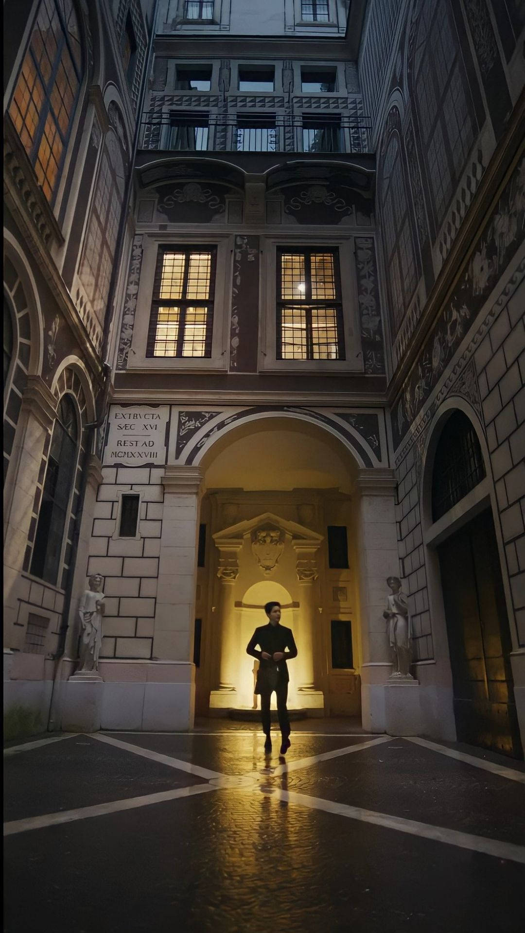 Vincenzo, night, wet courtyard, Full HD Phone Wallpaper