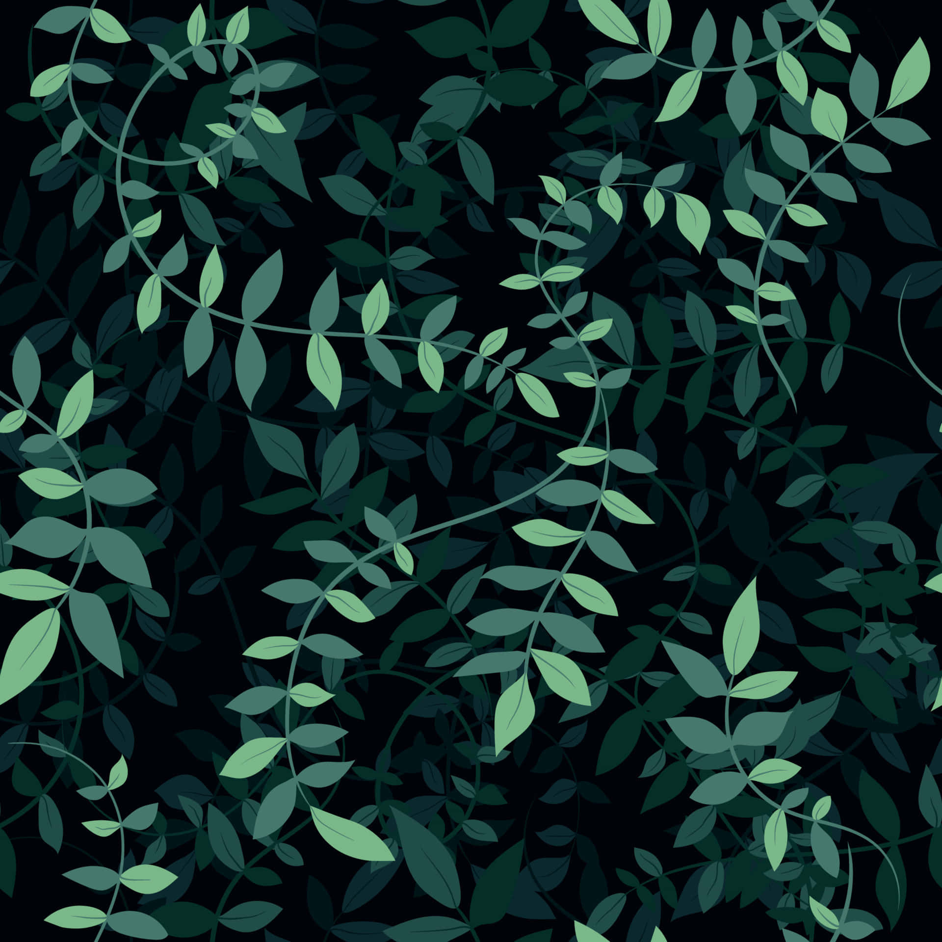 dark green vine pattern, light green leaves, dark background, Full HD Desktop Wallpaper