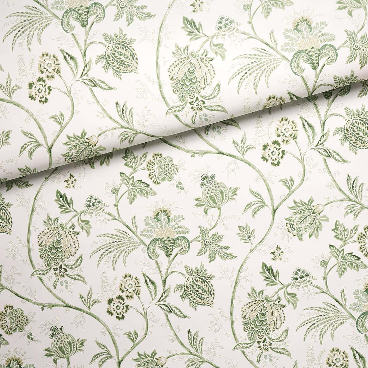 cream wallpaper, intricate green botanical patterns, detailed flowers, SD Desktop Wallpaper