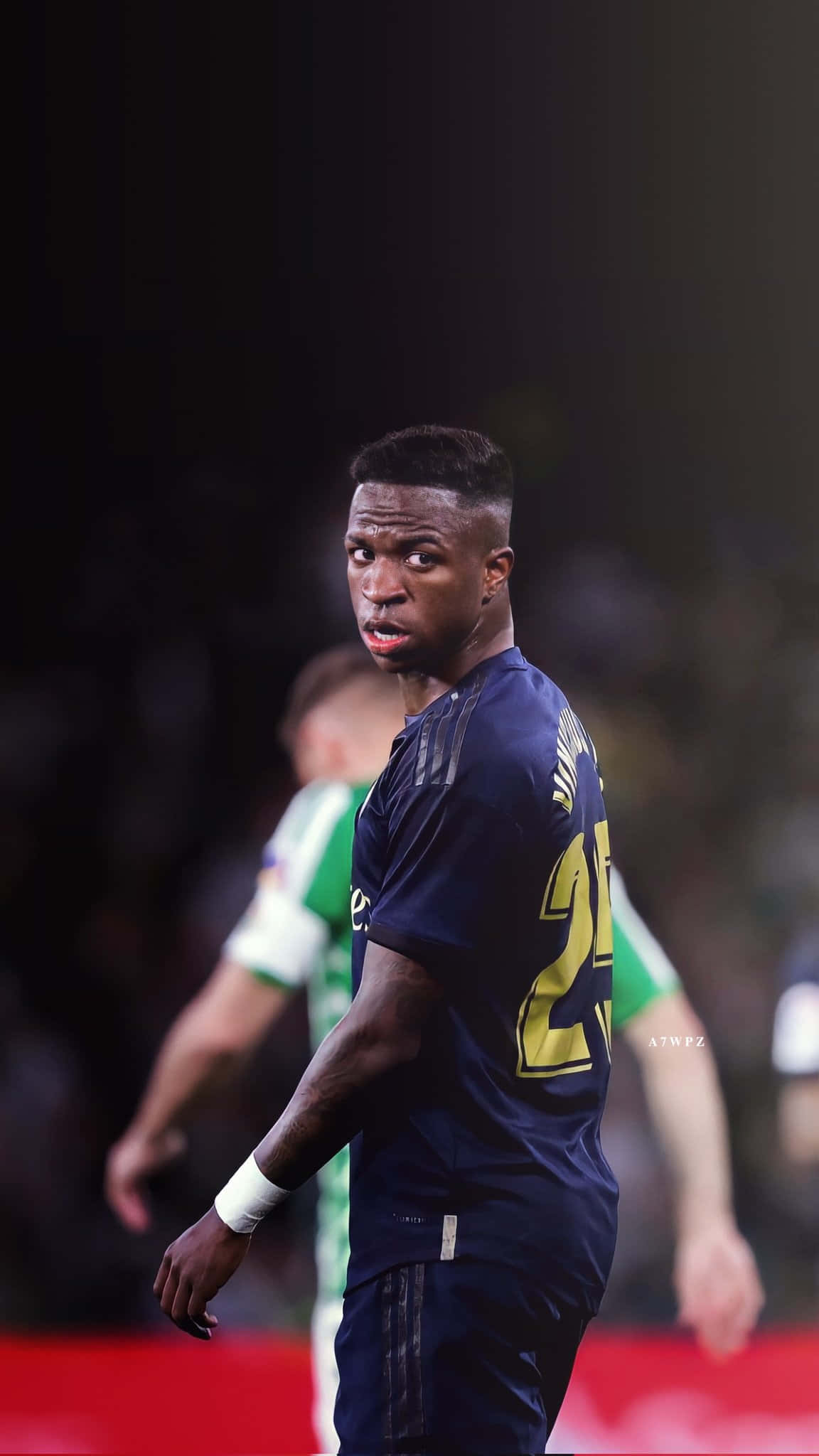 Vini Jr, dark blue jersey, yellow number 21, Full HD Phone Wallpaper