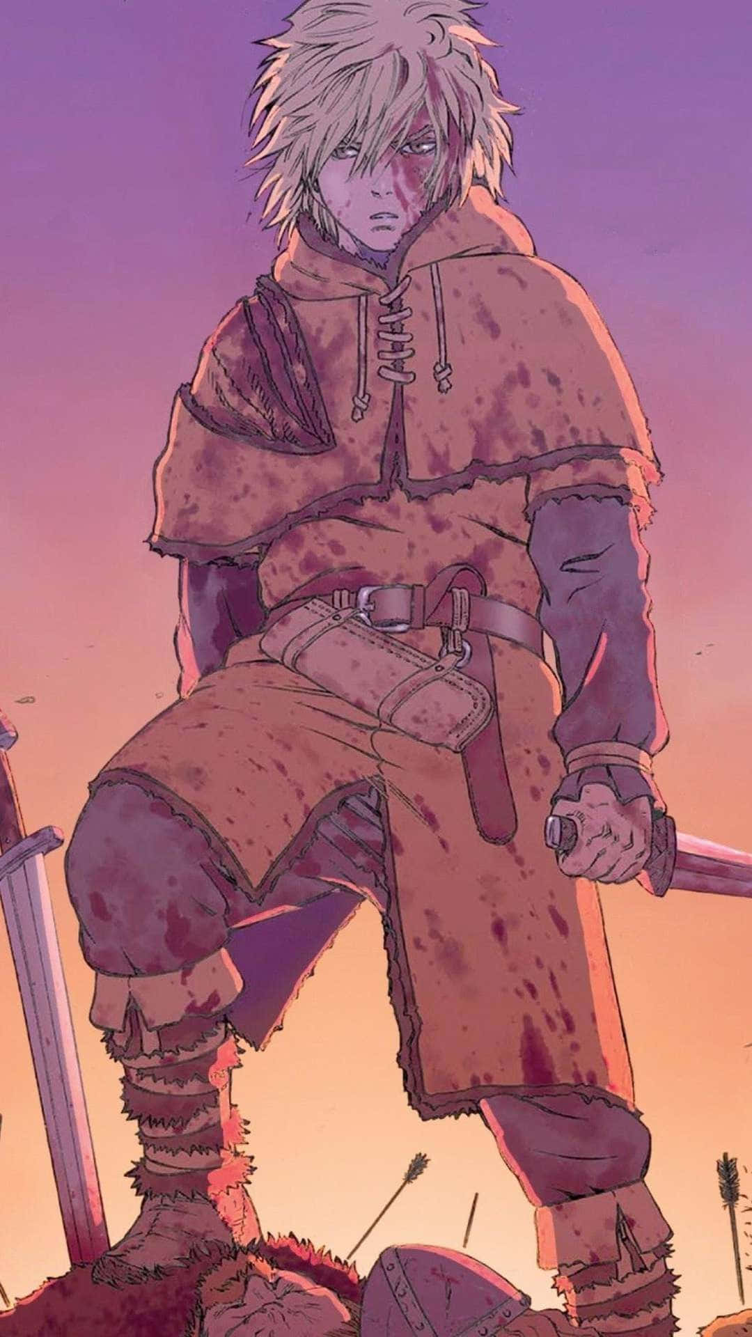 Vinland Saga, warrior stance, spiky blonde hair, Full HD Phone Wallpaper