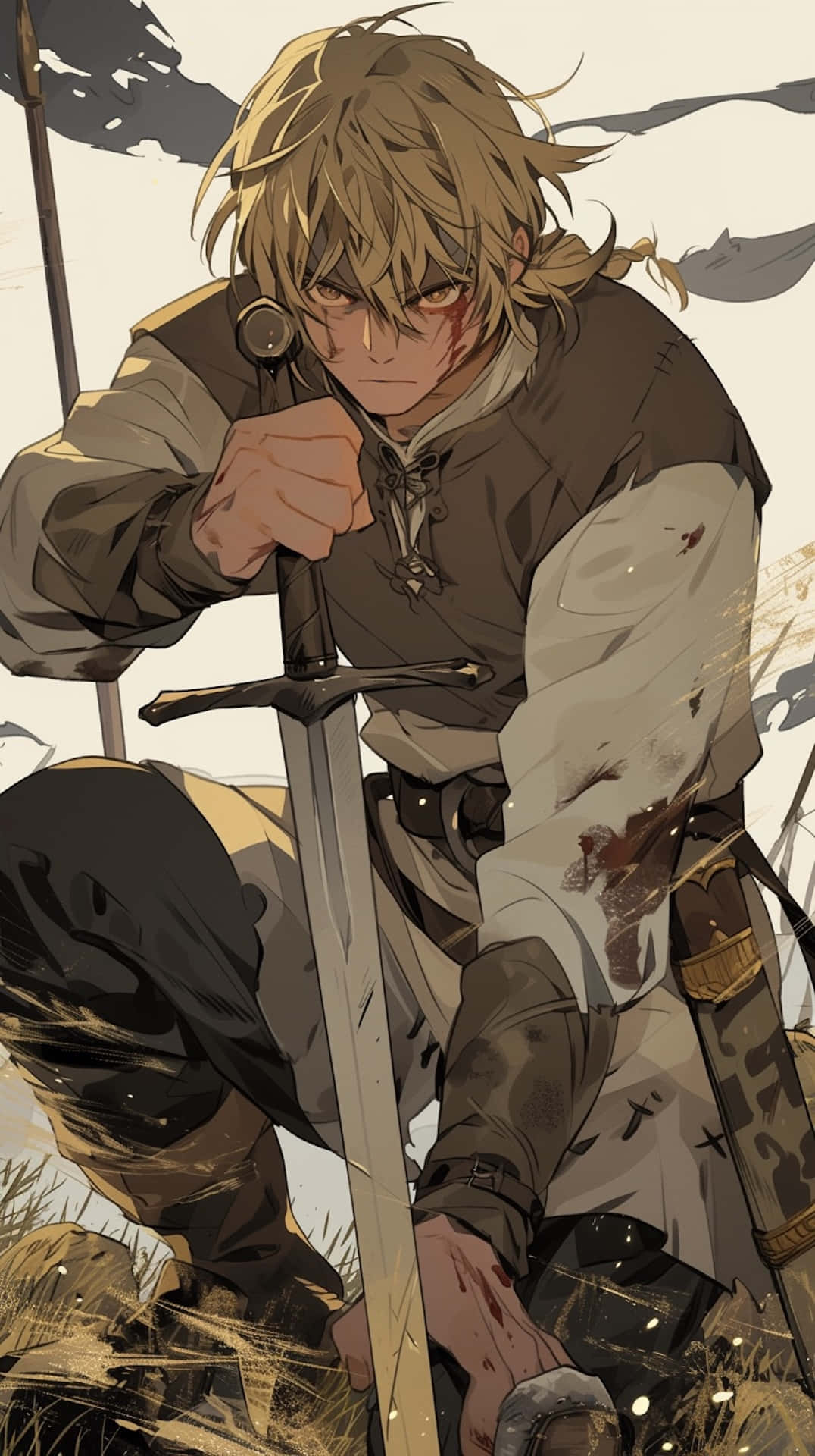 Vinland Saga, warrior, kneeling, Full HD Phone Wallpaper