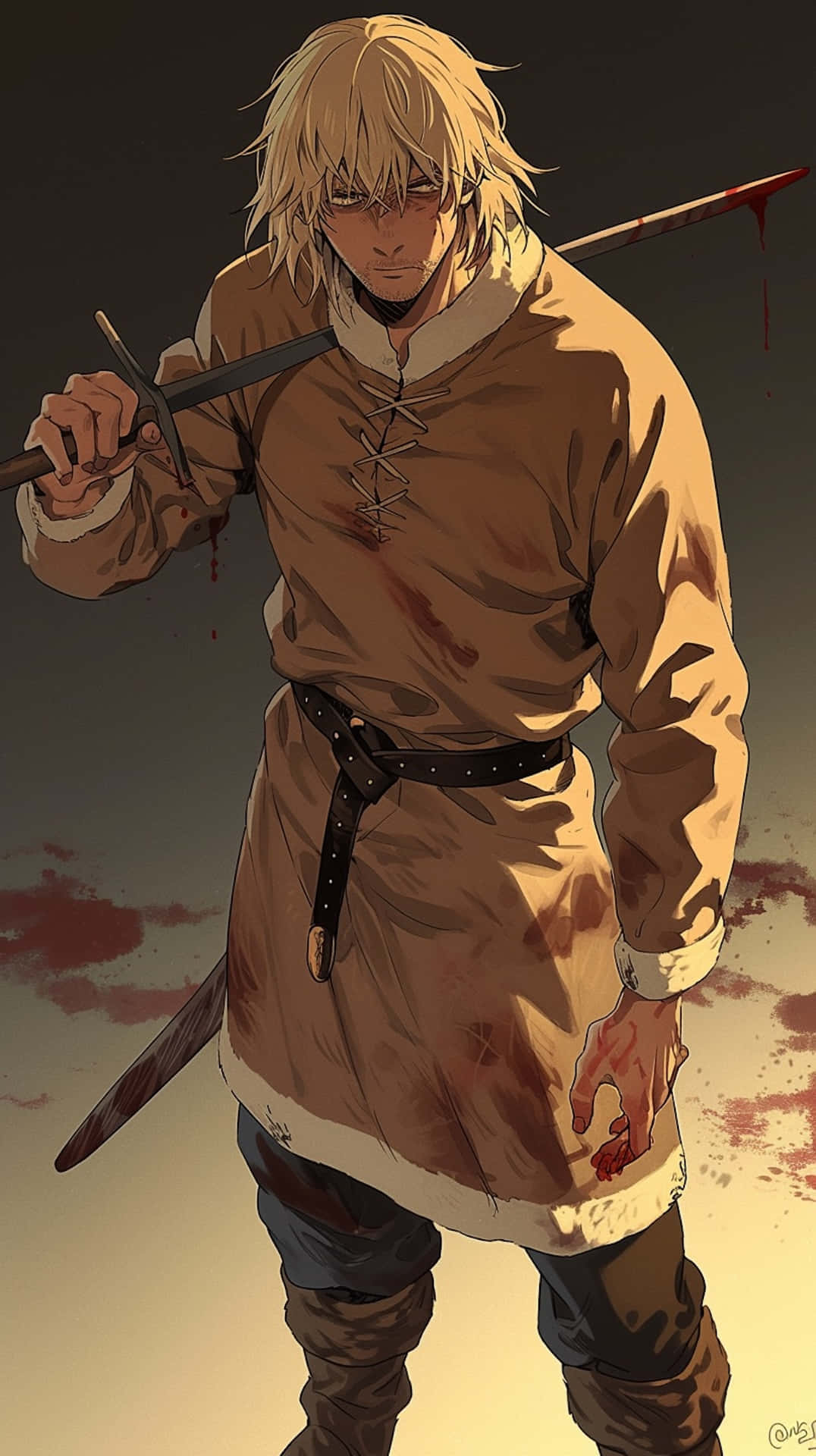 Vinland Saga, warrior stance, blond anime warrior, Full HD Phone Wallpaper