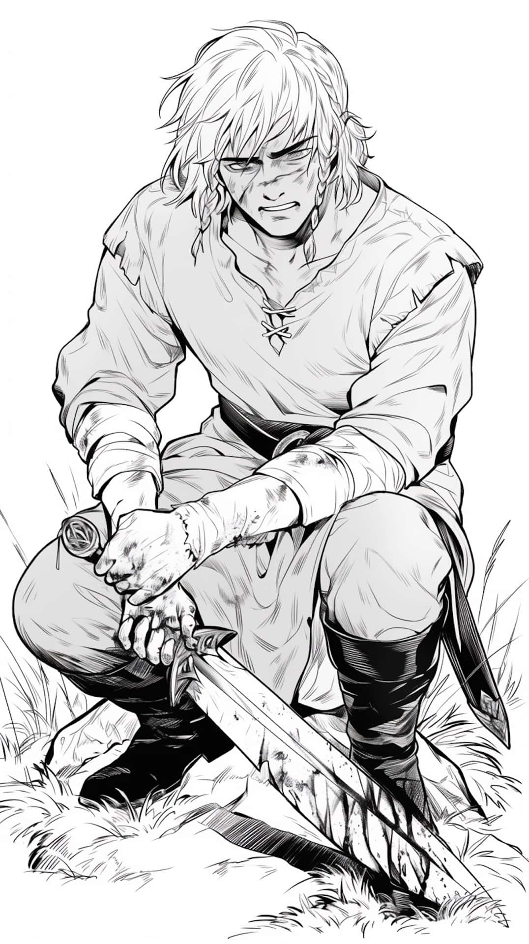Vinland Saga, warrior, kneeling, Full HD Phone Wallpaper