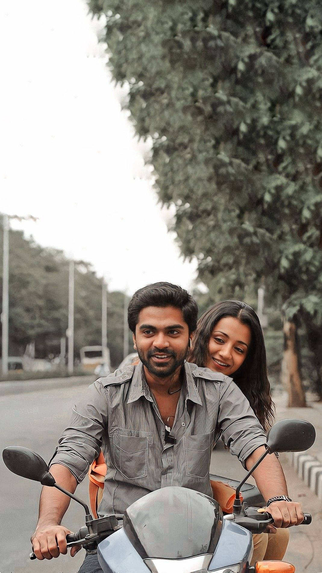 Vinnaithandi Varuvaya HD, scooter, tree-lined street, HD Phone Wallpaper
