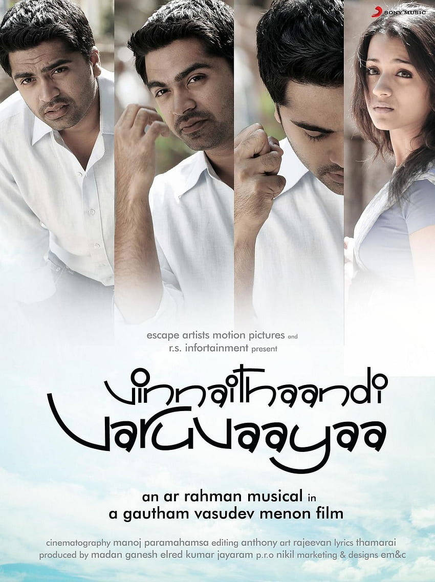 Vinnaithandi Varuvaya HD, promotional poster, four actors, SD Phone Wallpaper