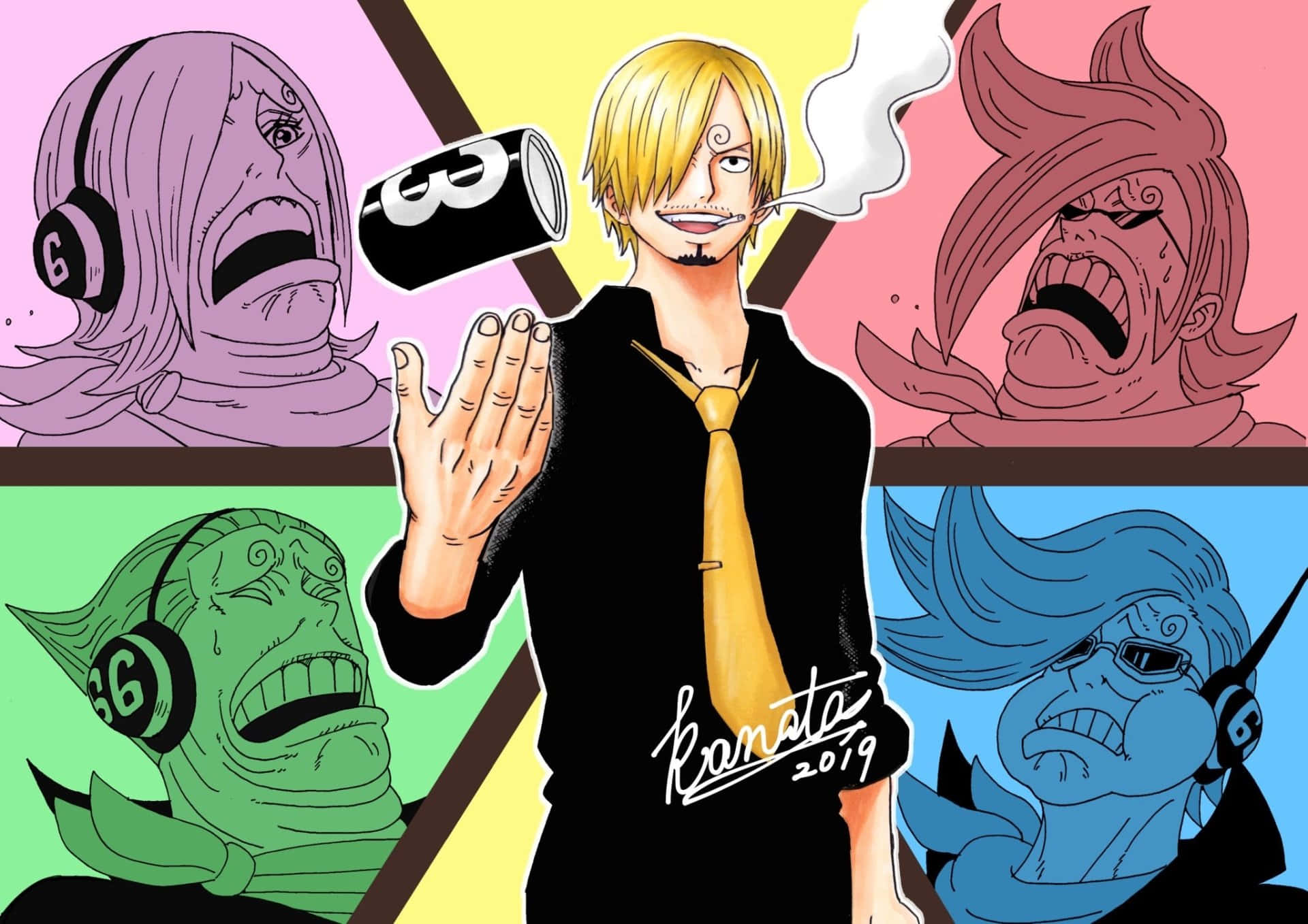 Vinsmoke Family, blonde anime man, black suit, Full HD Desktop Wallpaper