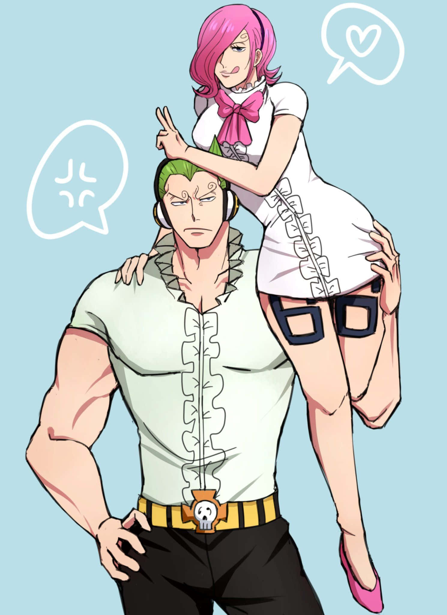 Vinsmoke Family, pink-haired anime girl, white dress, Full HD Phone Wallpaper