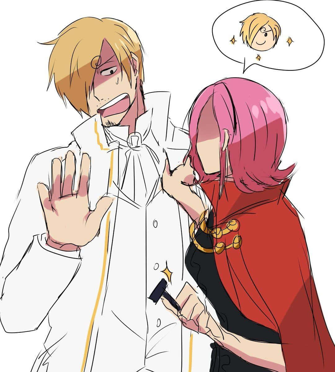 Vinsmoke Family, pink-haired anime woman, red cloak, SD Phone Wallpaper