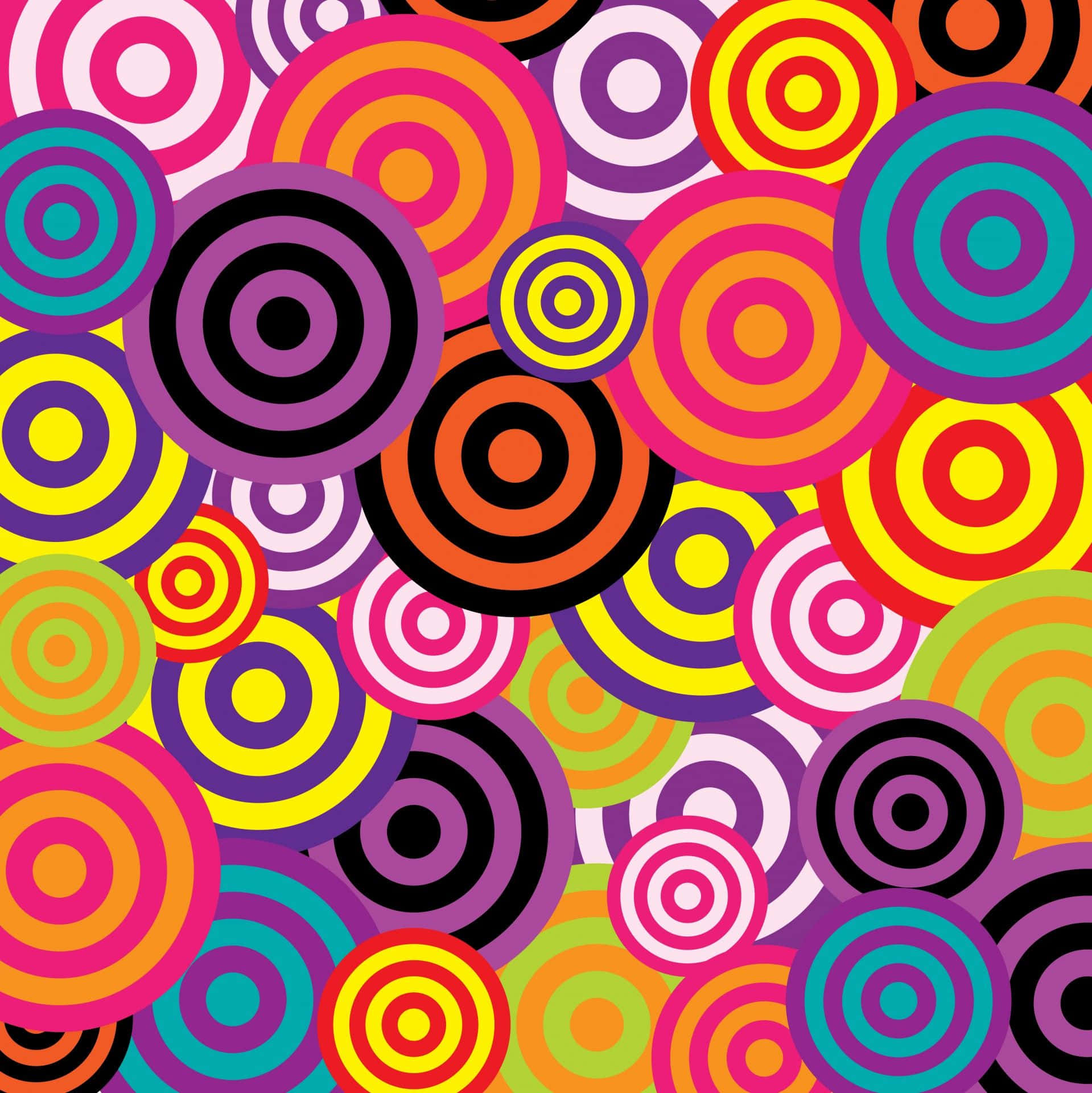 60s, psychedelic pattern, rainbow hues, Full HD Phone Wallpaper