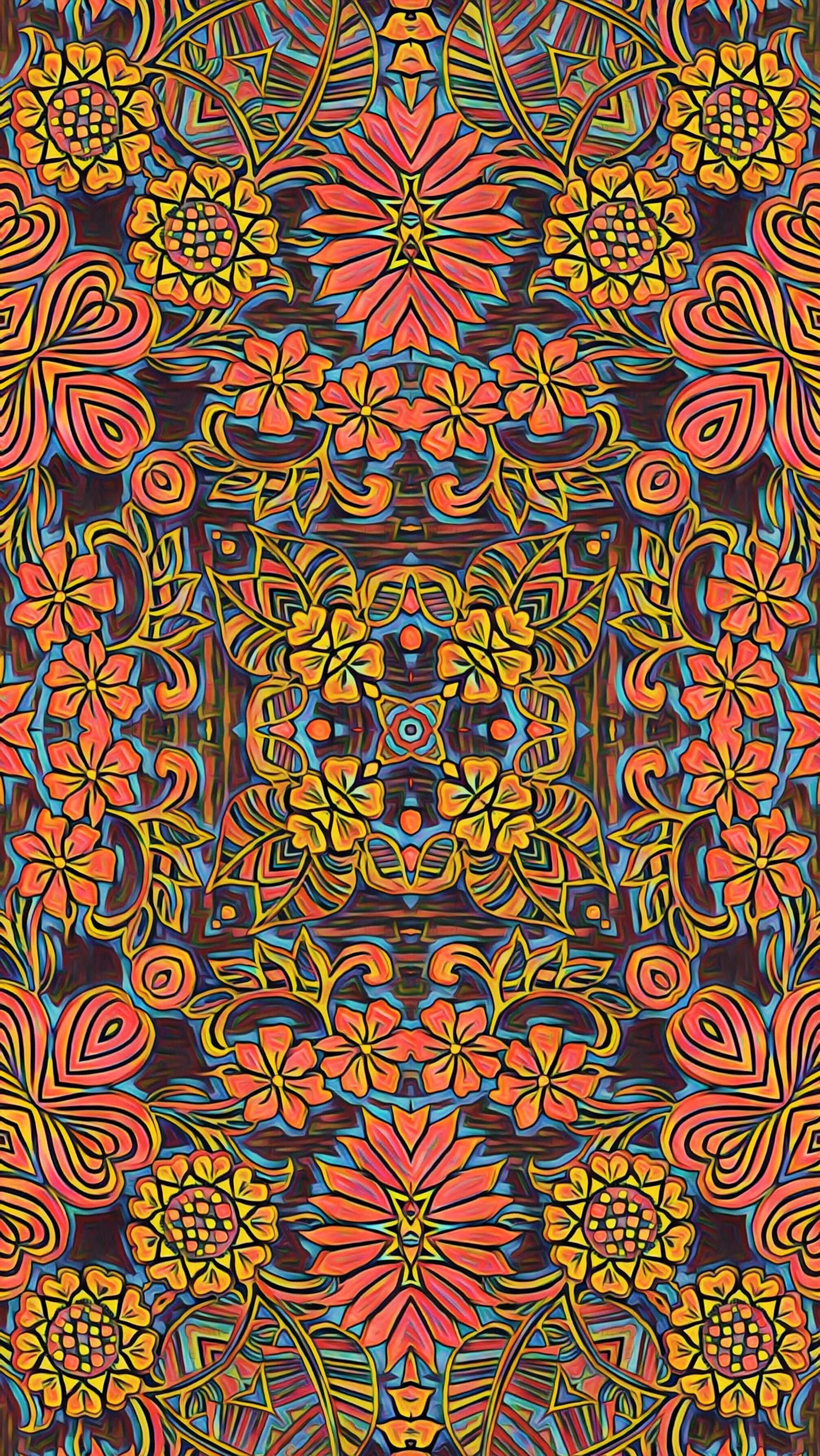 60s aesthetic, psychedelic, floral pattern, 2K Phone Wallpaper