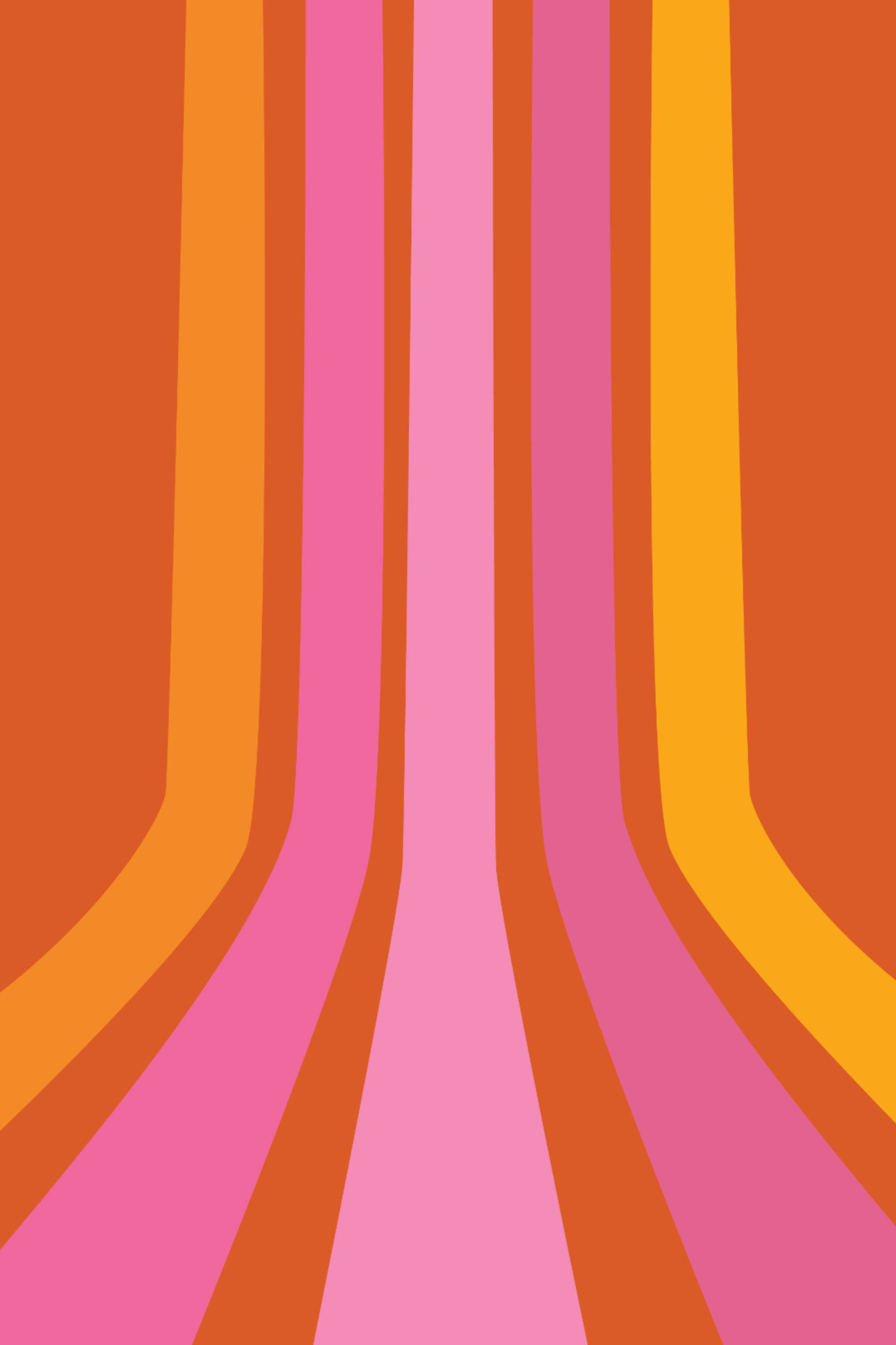 Vintage 70s, vertical rays, warm pink orange and yellow hues, 2K Phone Wallpaper