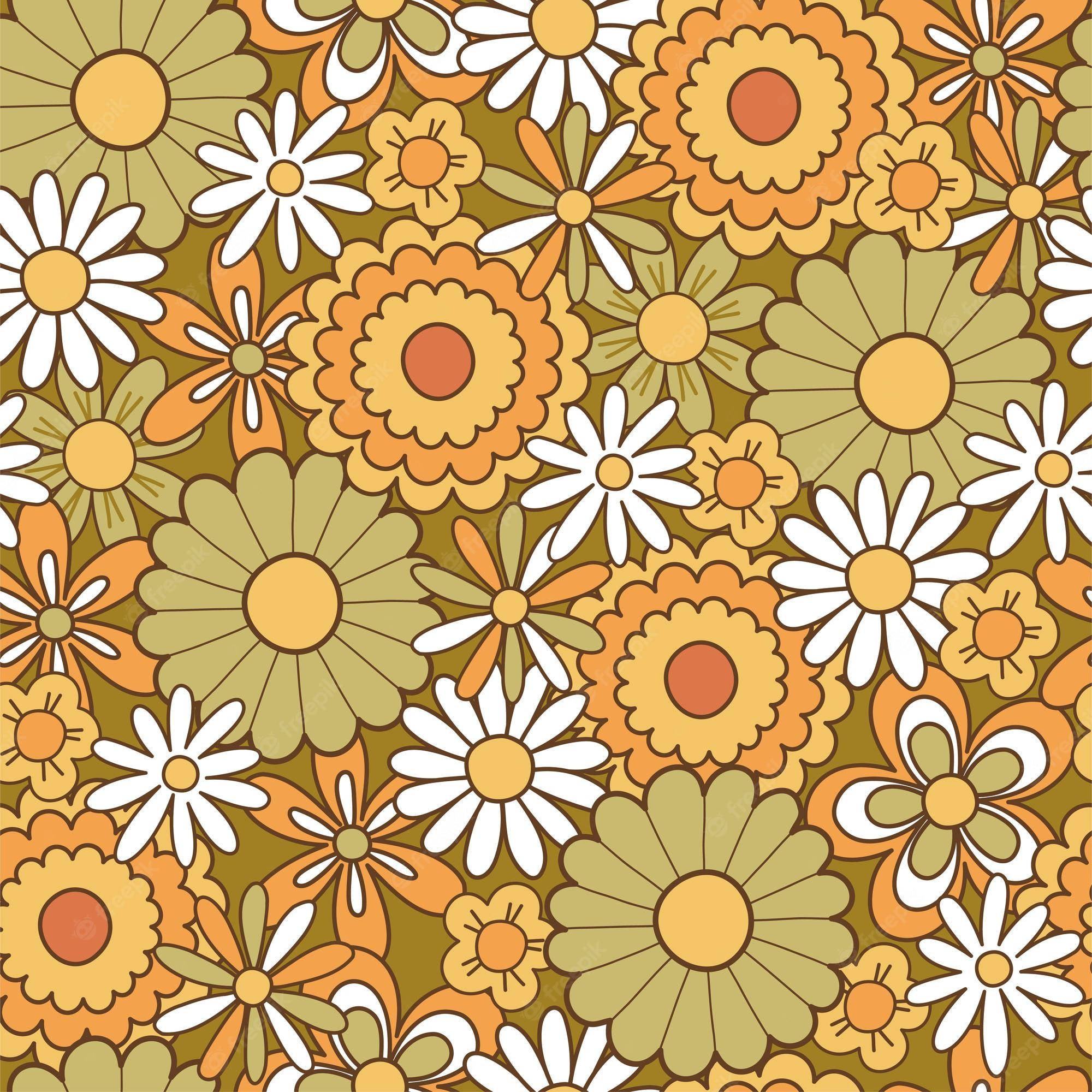 1970s-style, vintage chair, retro floral pattern, Full HD Desktop Wallpaper