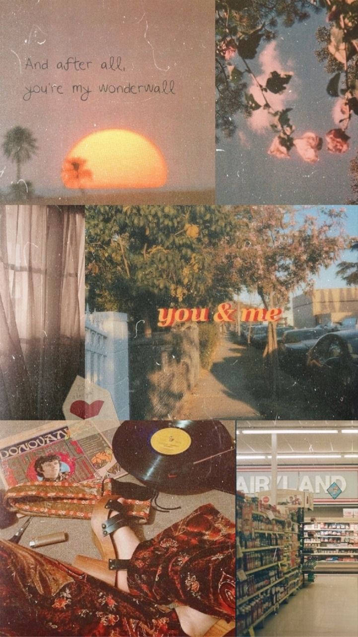 vintage 90s photo collection aesthetic, sunsets, roses, HD Phone Wallpaper