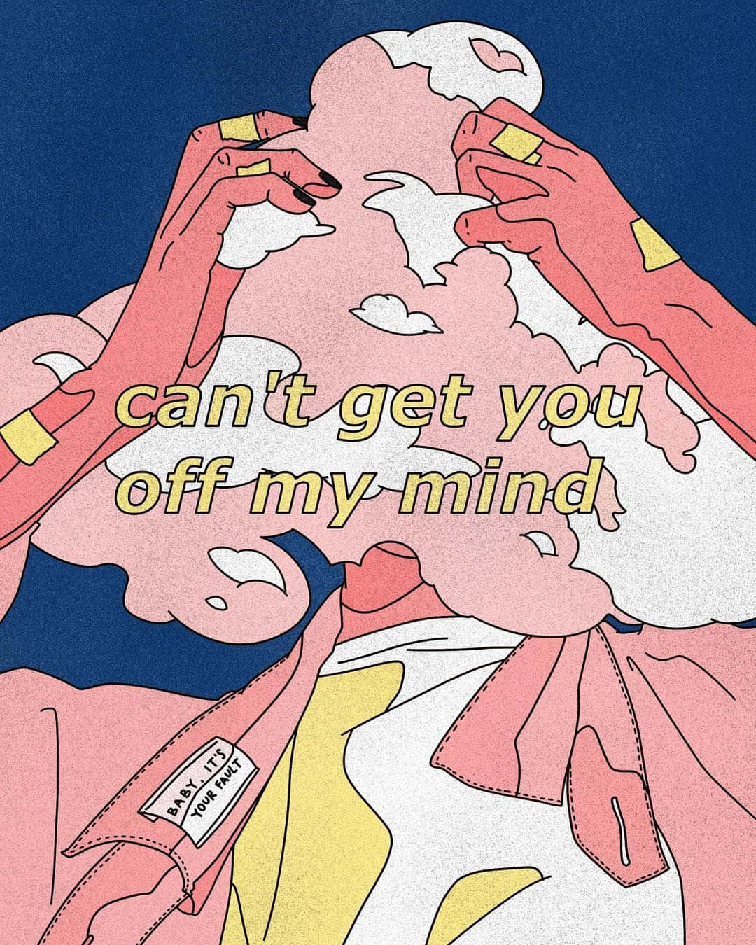 90s anime aesthetic, pink hands, cloud-like head, HD Phone Wallpaper