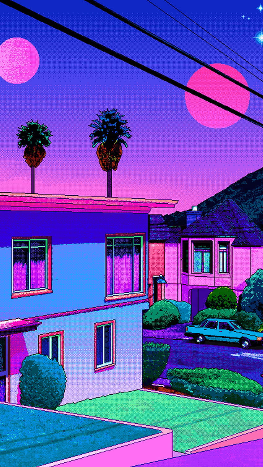 Neon Suburbia, 90s anime aesthetic, neon pink, HD Phone Wallpaper