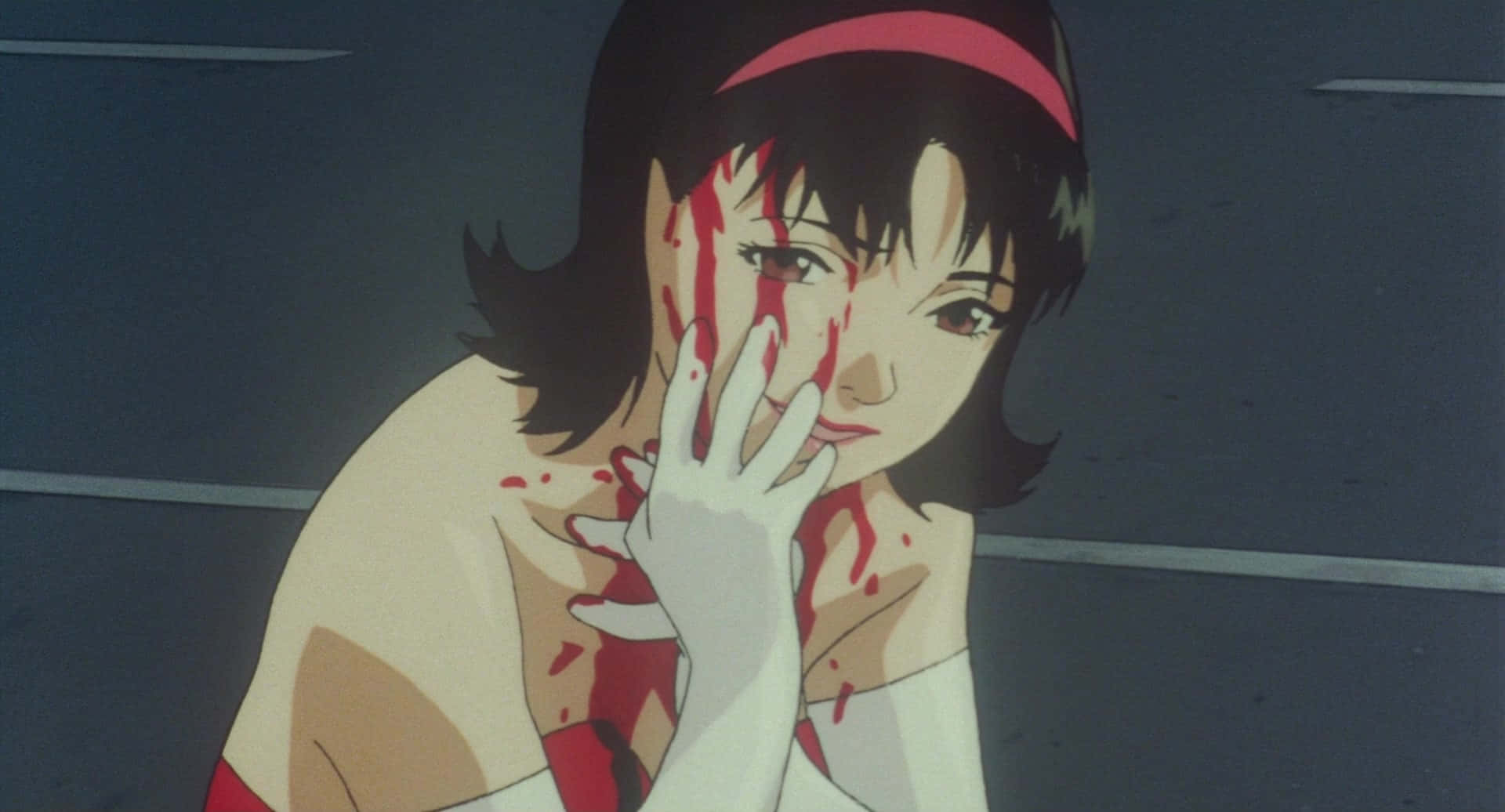 90s anime girl, red headband, dark road, Full HD Desktop Wallpaper