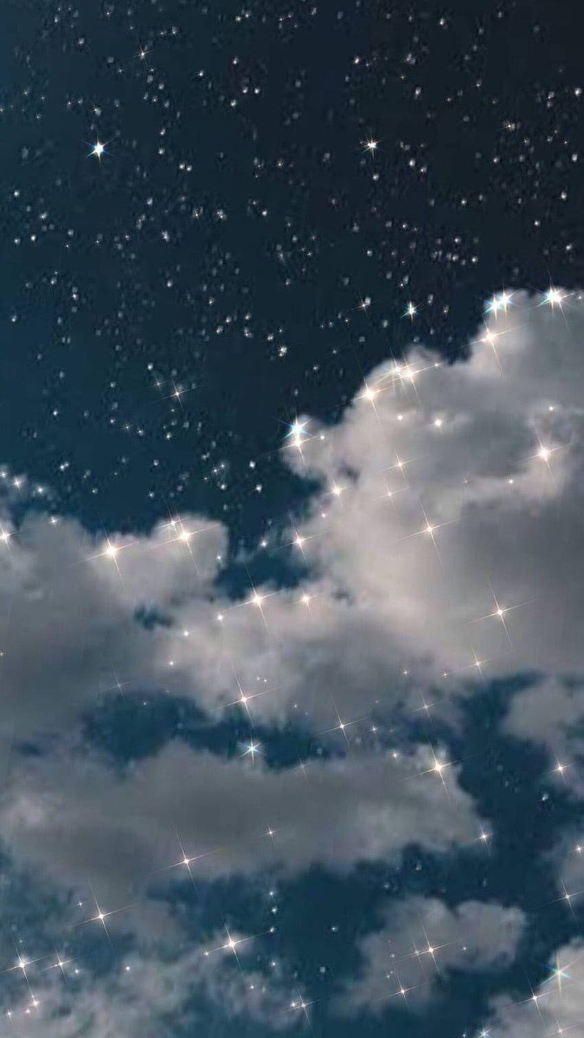 Vintage Aesthetic Clouds, starry night sky, glowing stars, HD Phone Wallpaper