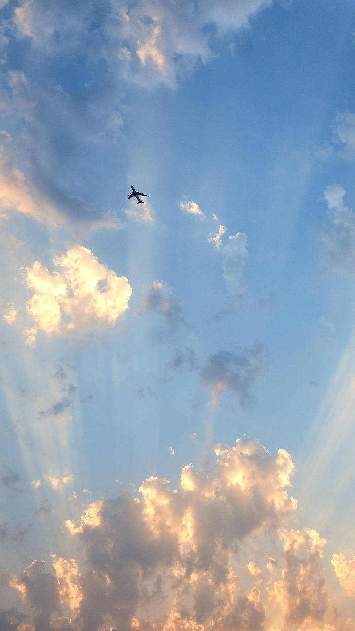 Vintage Aesthetic Clouds, airplane, golden clouds, HD Phone Wallpaper