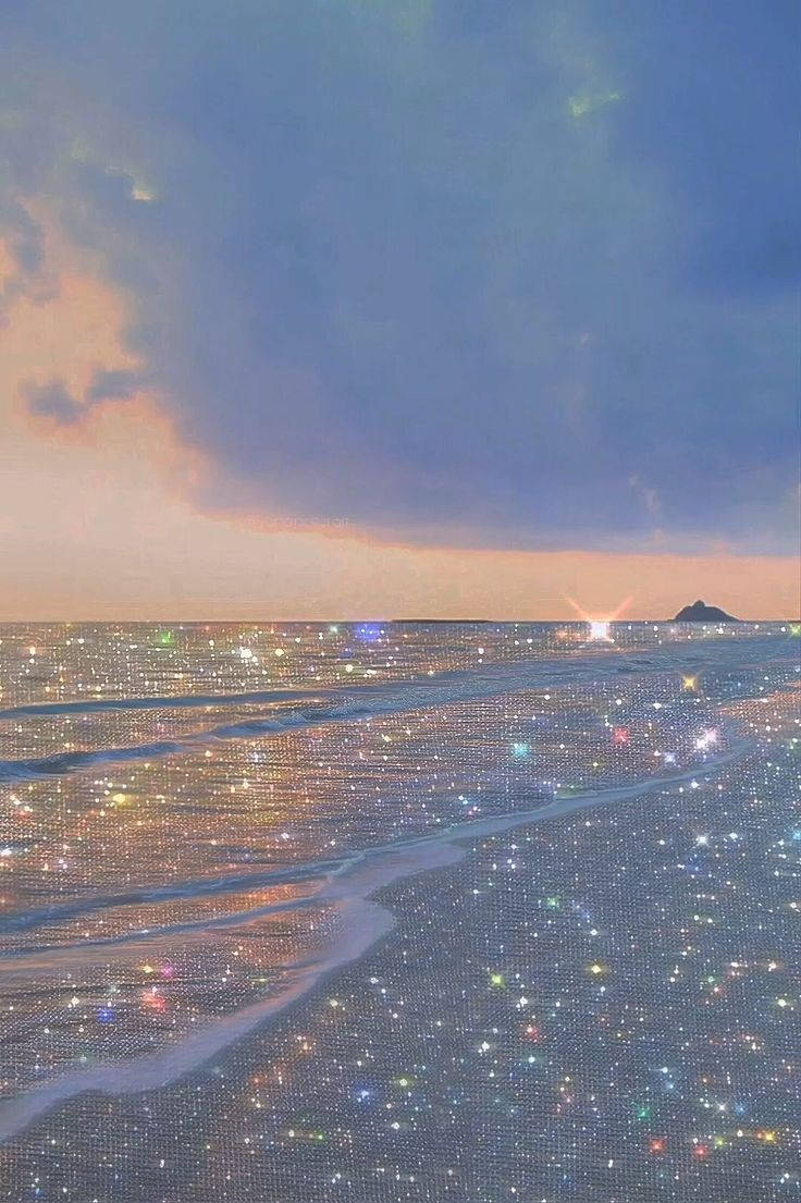 Vintage Aesthetic Clouds, sparkly beach, sunset, SD Phone Wallpaper