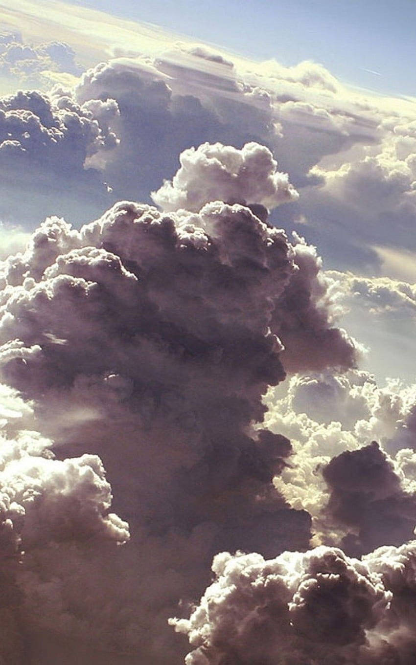 vintage aesthetic clouds, cumulus cloud formation, dramatic shadows, HD Phone Wallpaper
